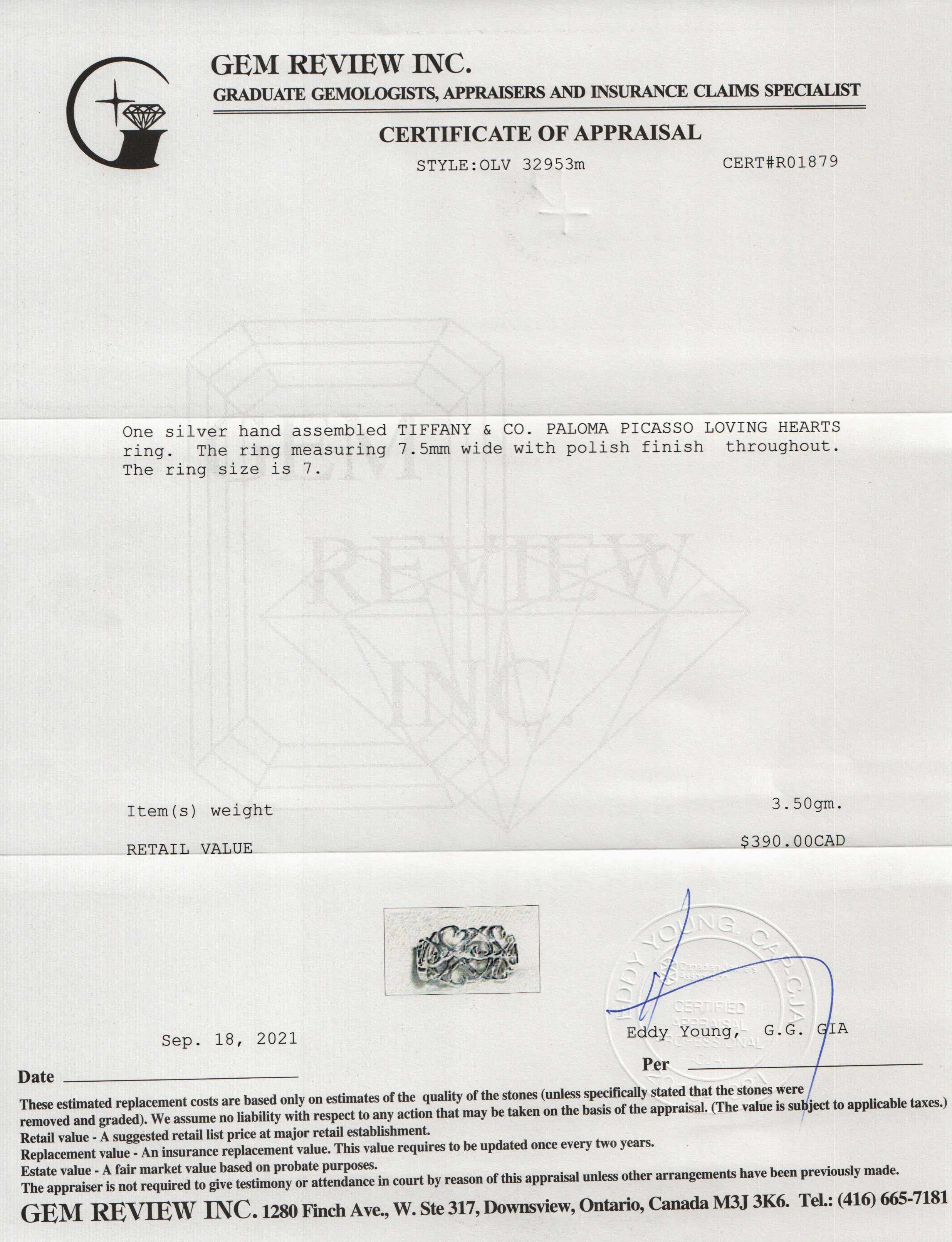 Tiffany & Co. Paloma Picasso Loving Heart Band Ring