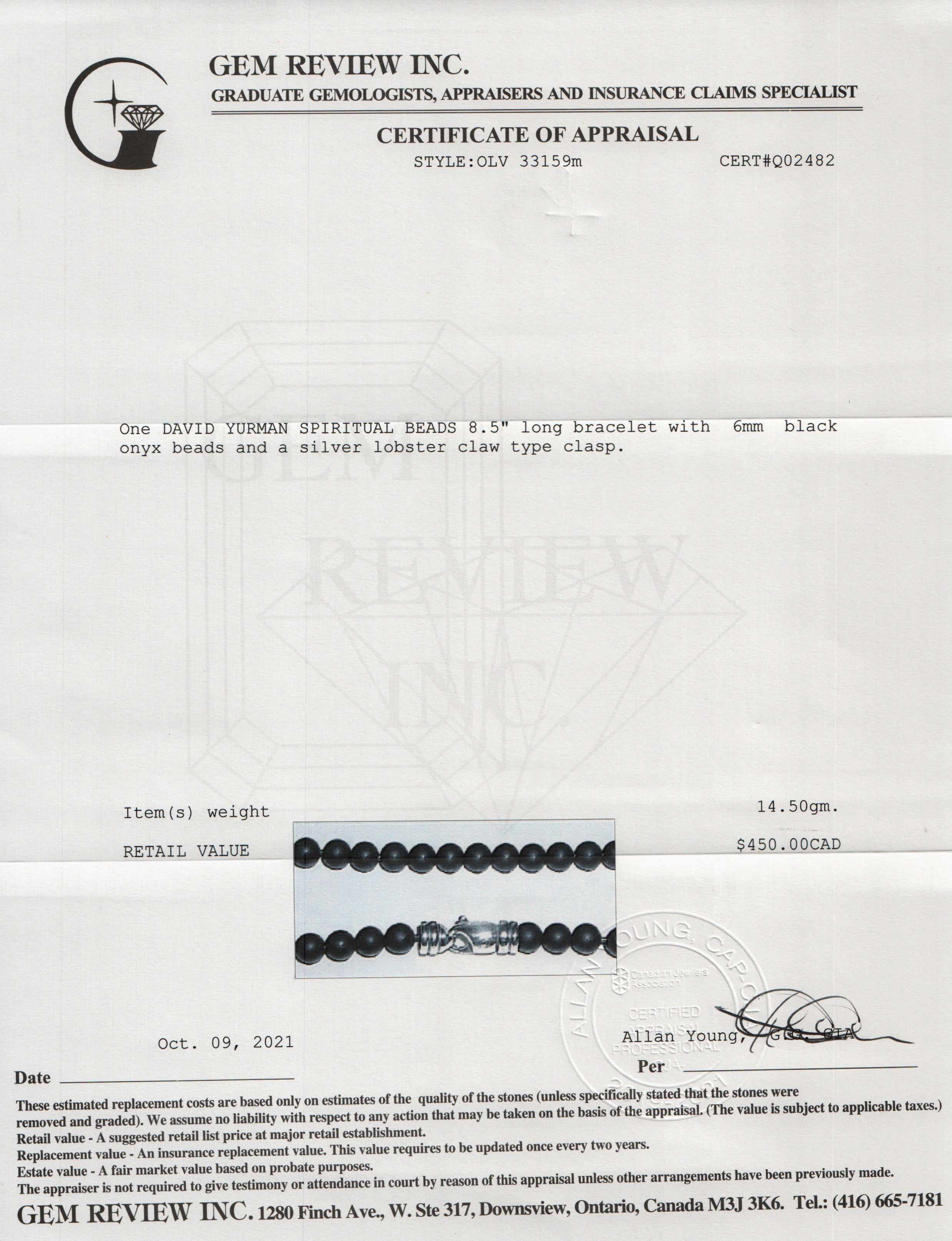 David Yurman Spiritual Beads Black Onyx Bracelet