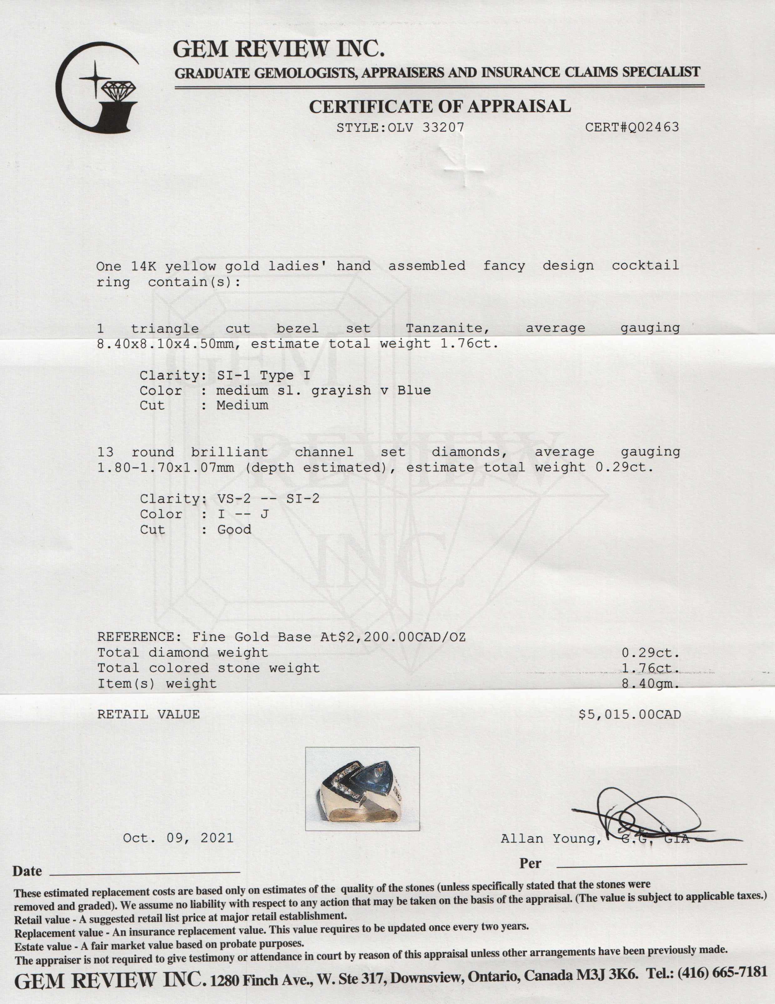 Tanzanite & Diamond Ring