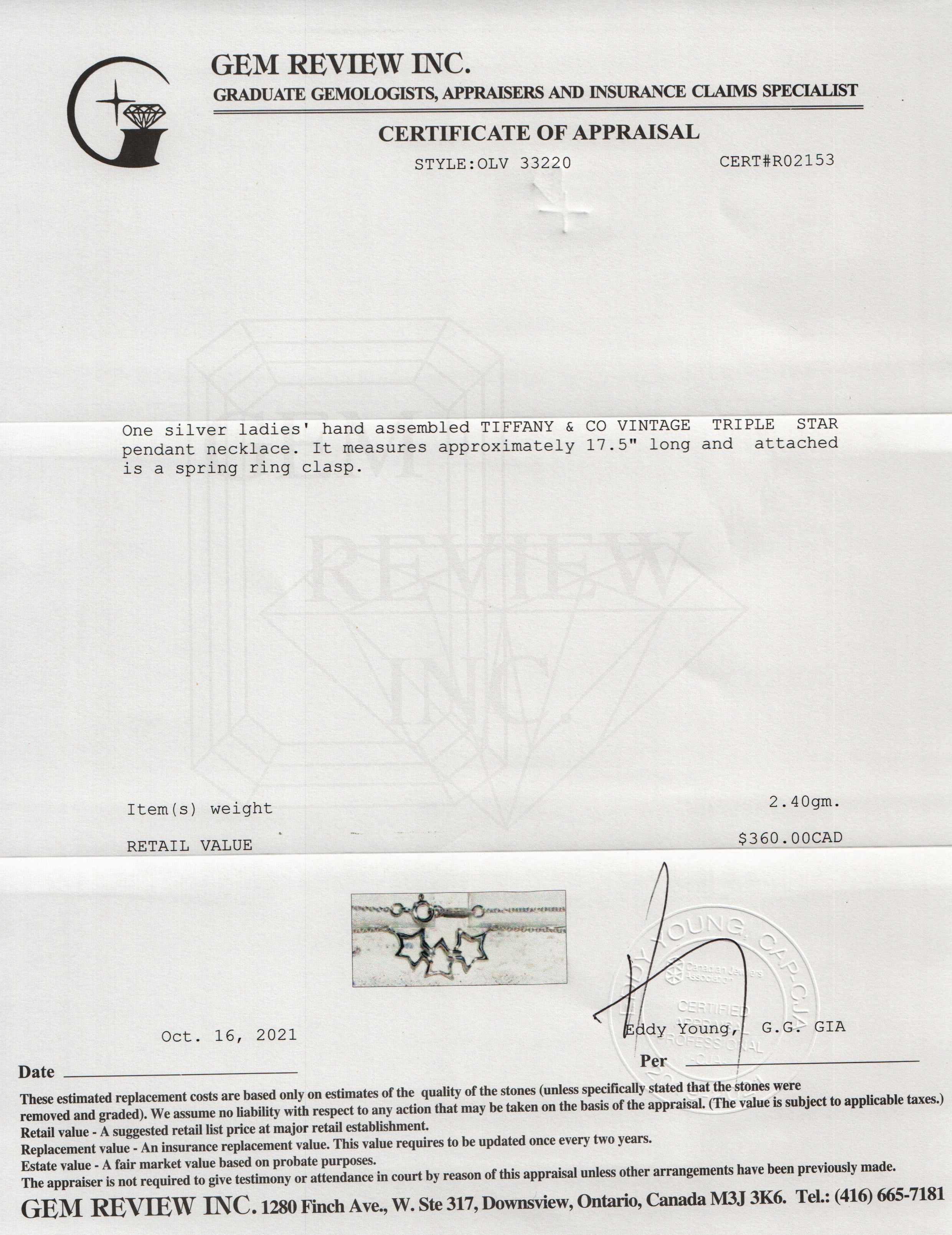 Tiffany & Co. Vintage Triple Star Pendant Necklace