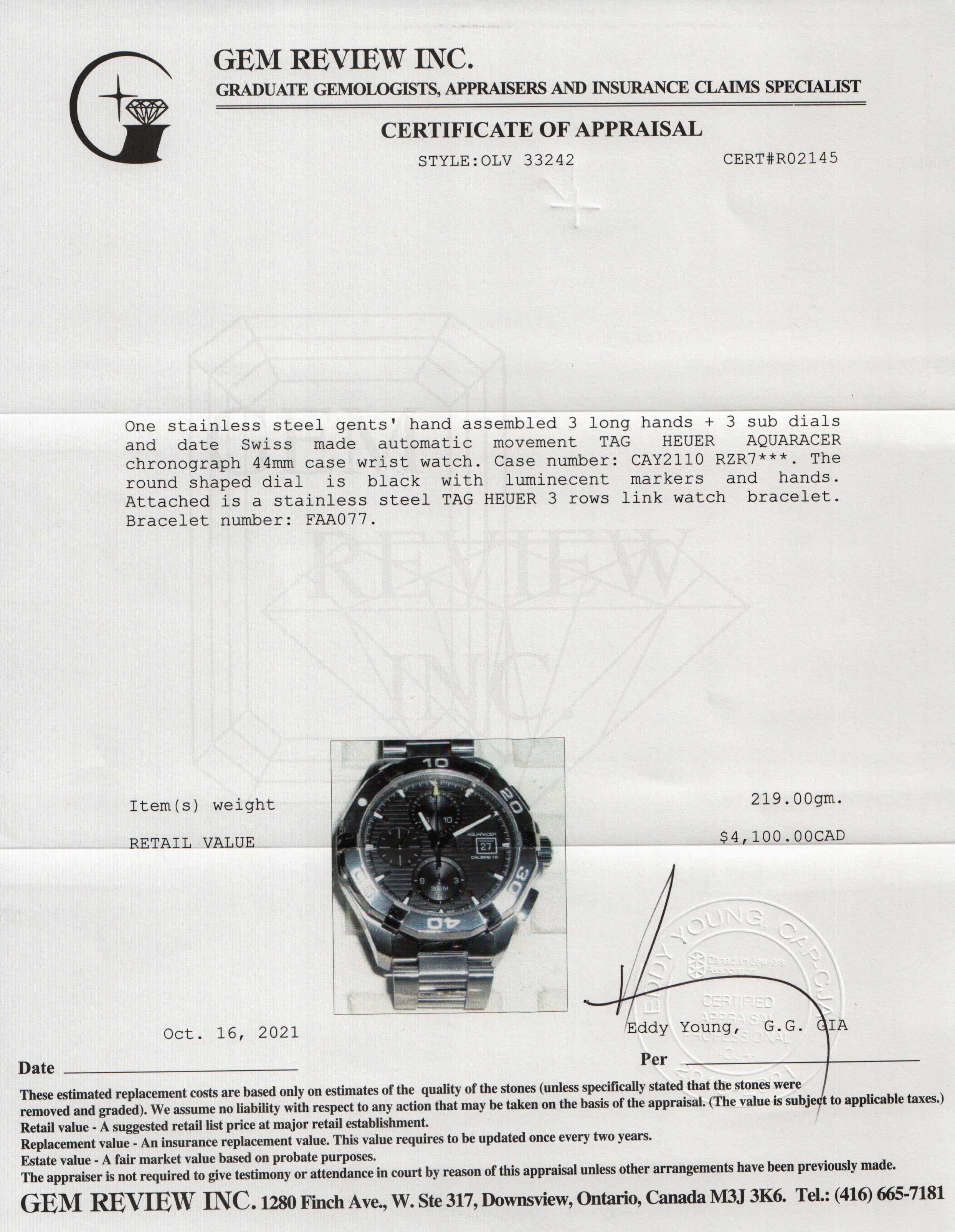 Tag Heuer Aquaracer Automatic Chronograph Watch