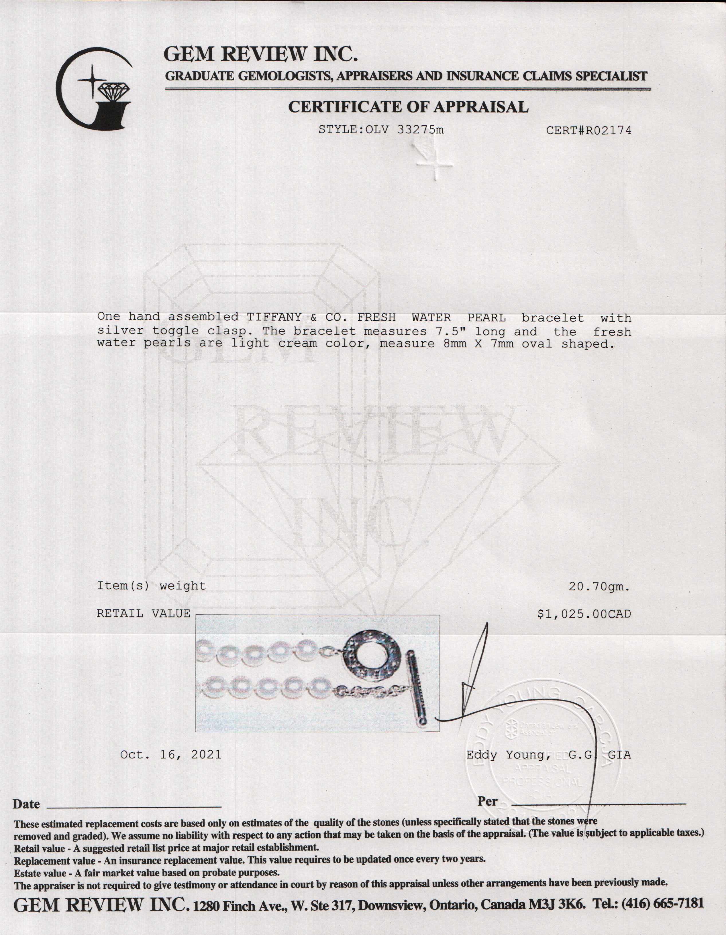 Tiffany & Co. Pearl Toggle Bracelet