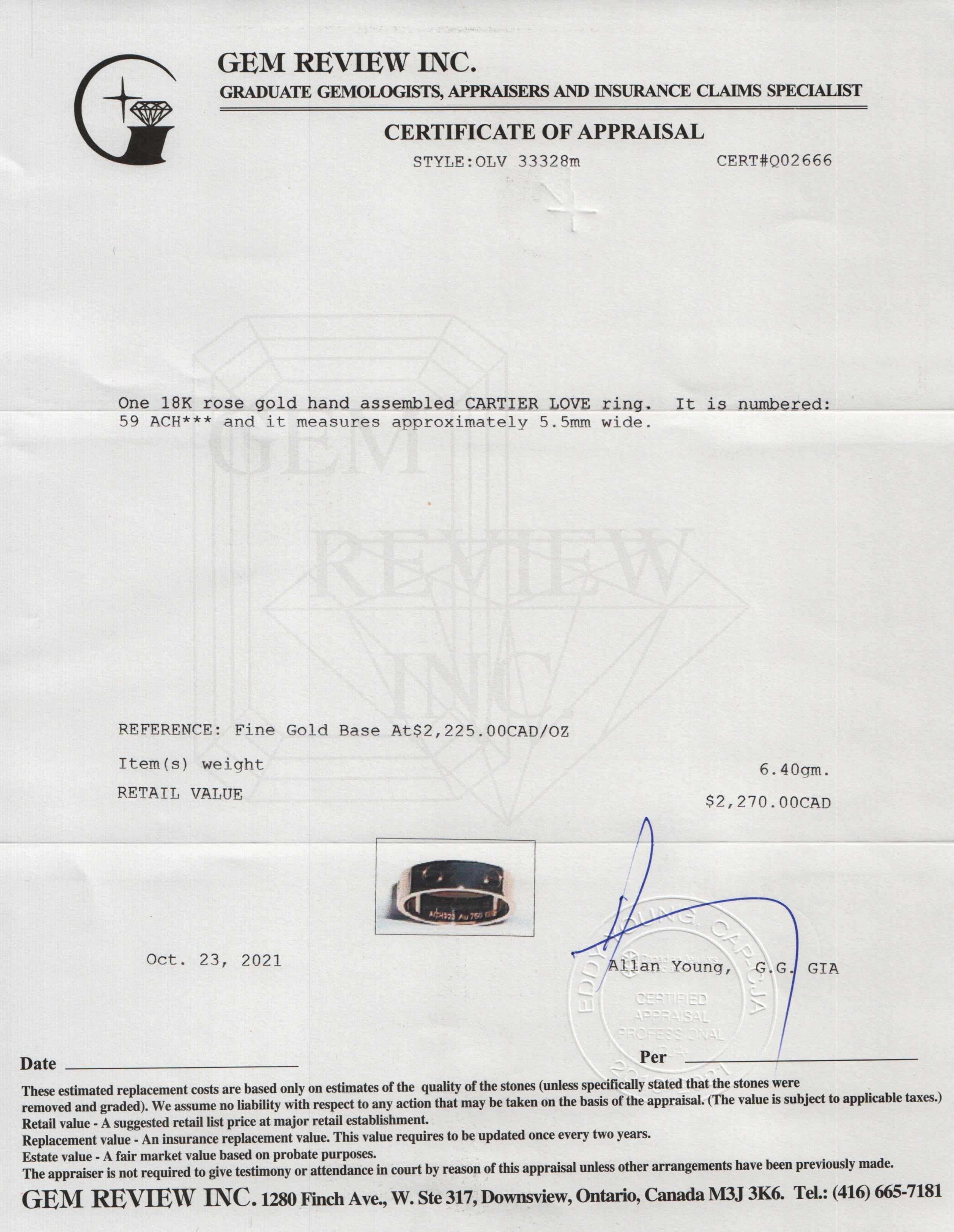 Cartier 18k Rose Gold Love Ring