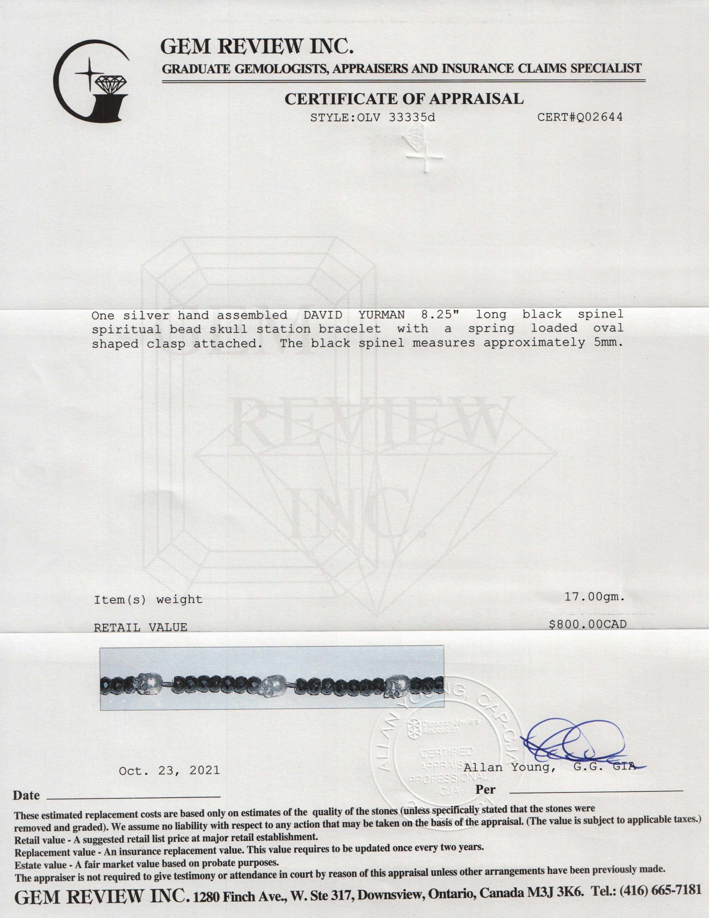 David Yurman Black Spinel Spiritual Beads Skull Station Bracelet