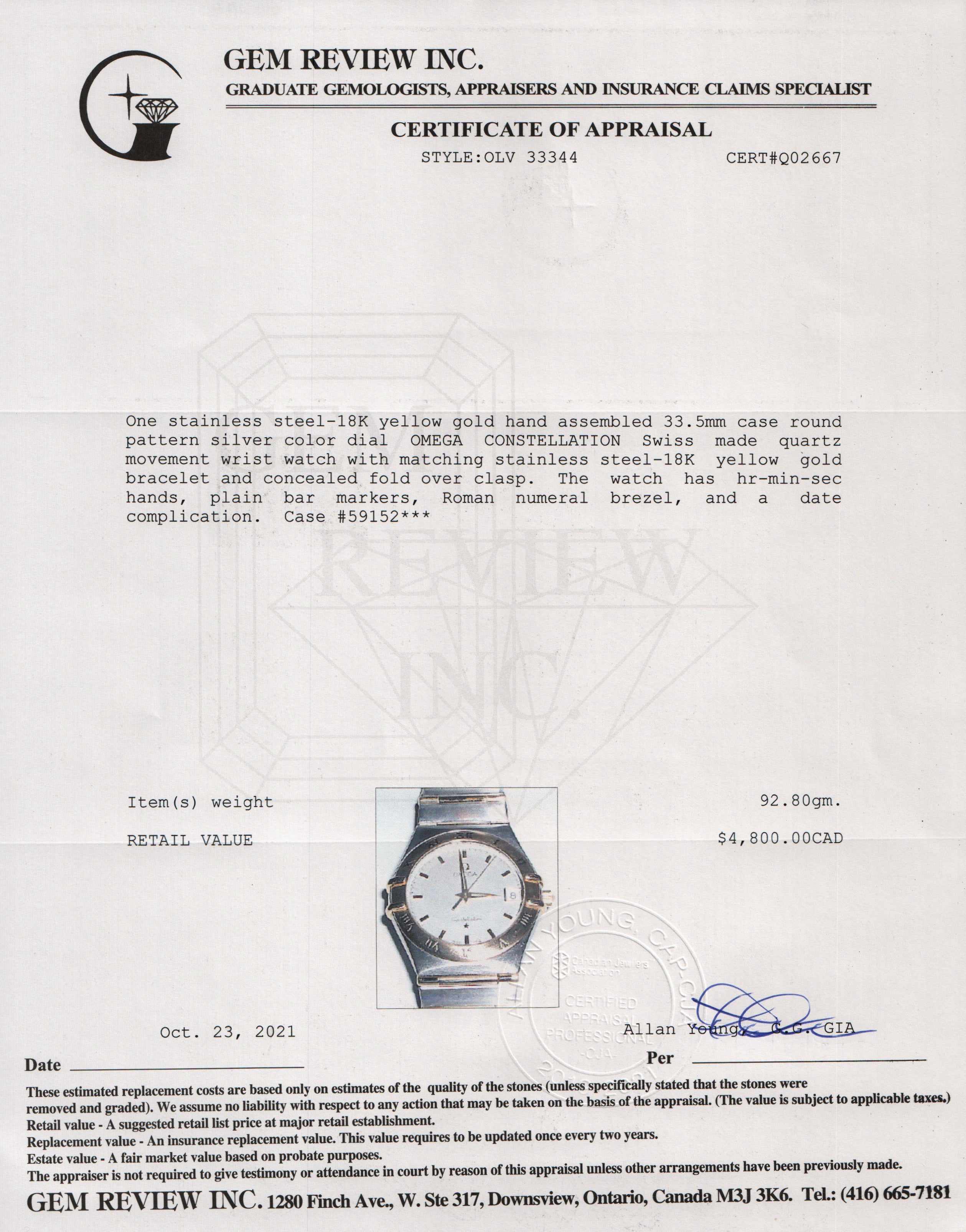 Omega Constellation Watch w/ Box