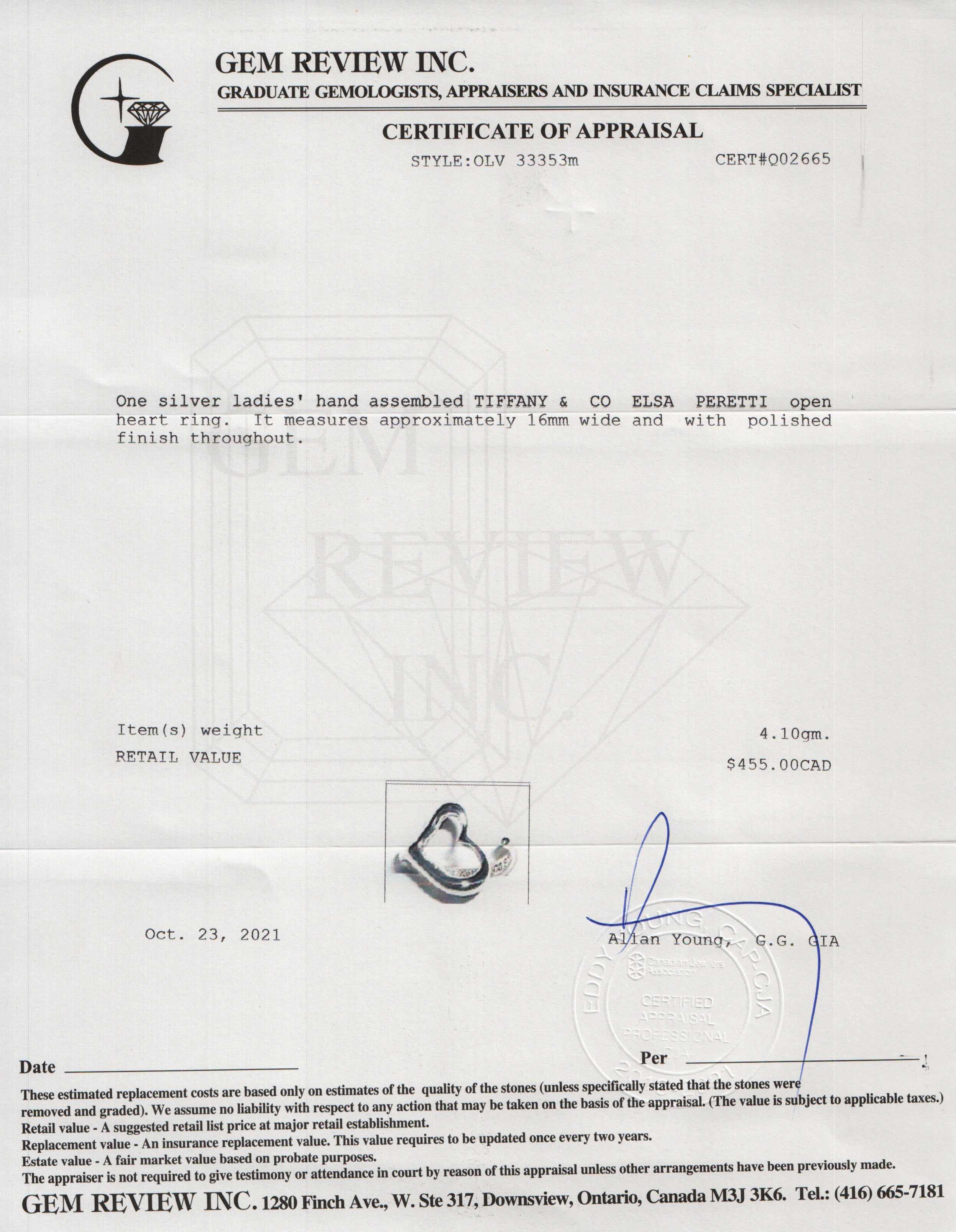 Tiffany & Co. Elsa Peretti Open Heart Ring