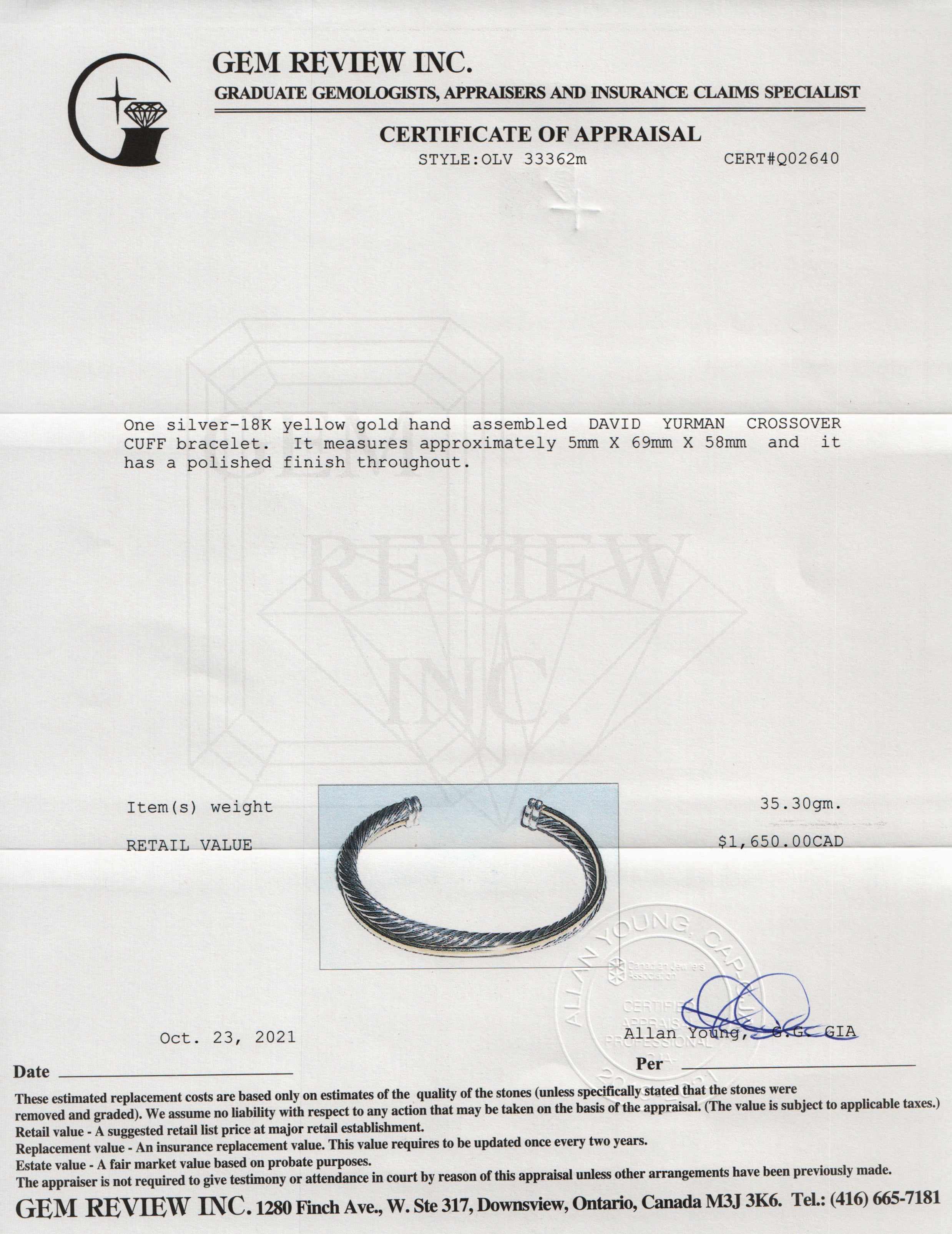 David Yurman Two-Tone Crossover Cuff Bracelet