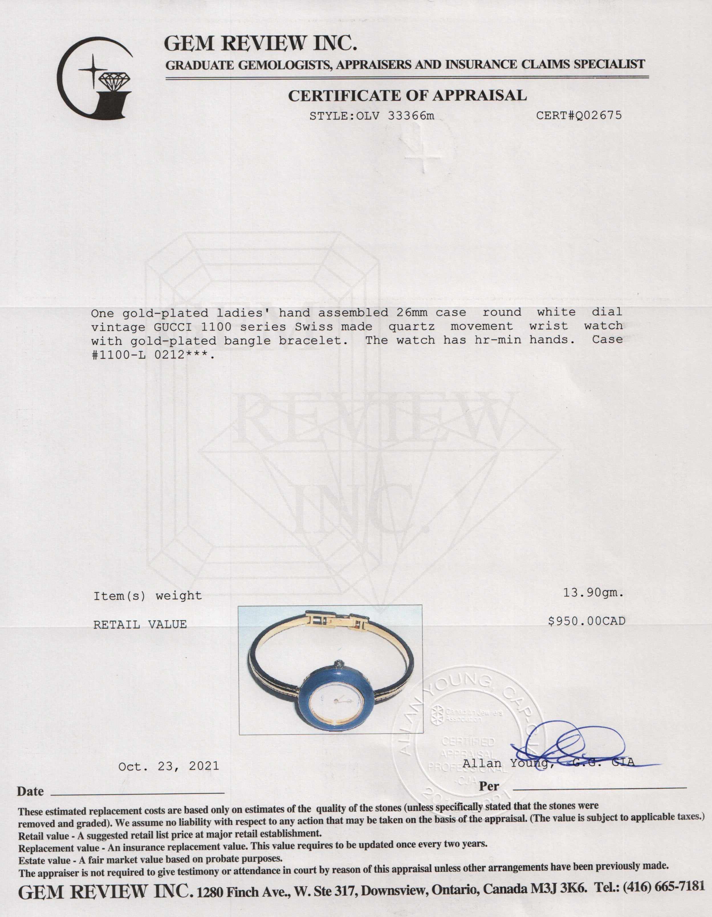 Gucci Vintage 1100 Series Watch w/ Box