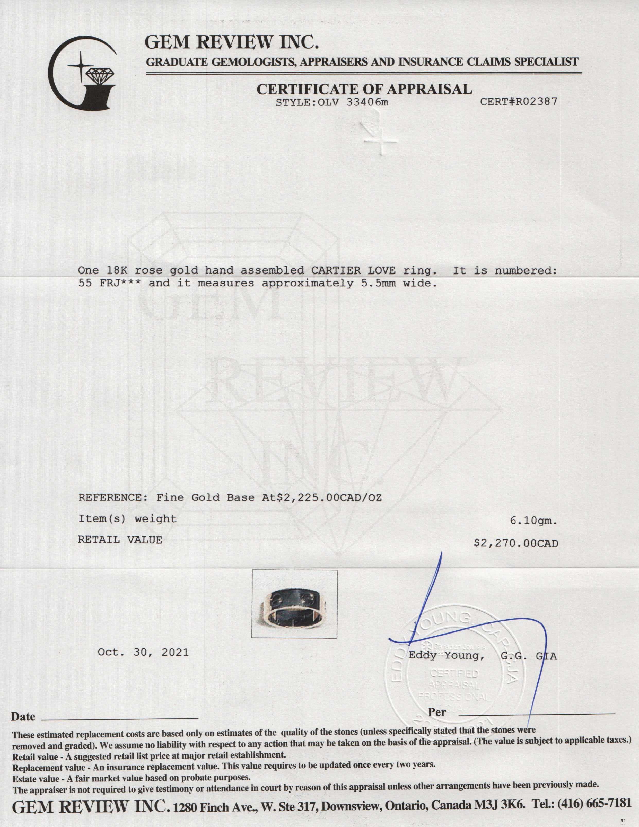 Cartier 18k Gold Love Ring