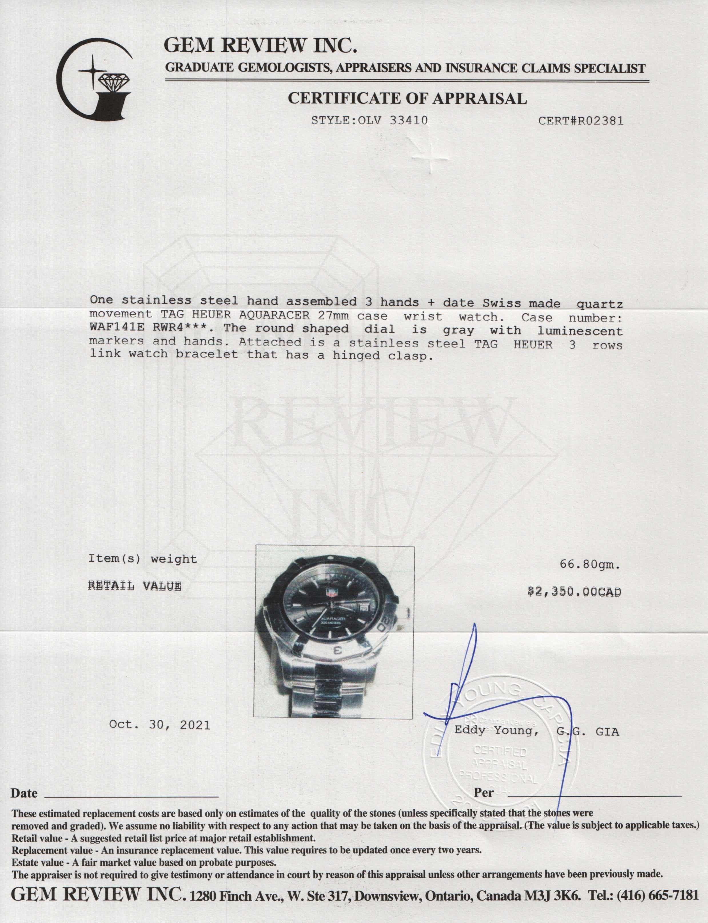 Tag Heuer Aquaracer Watch