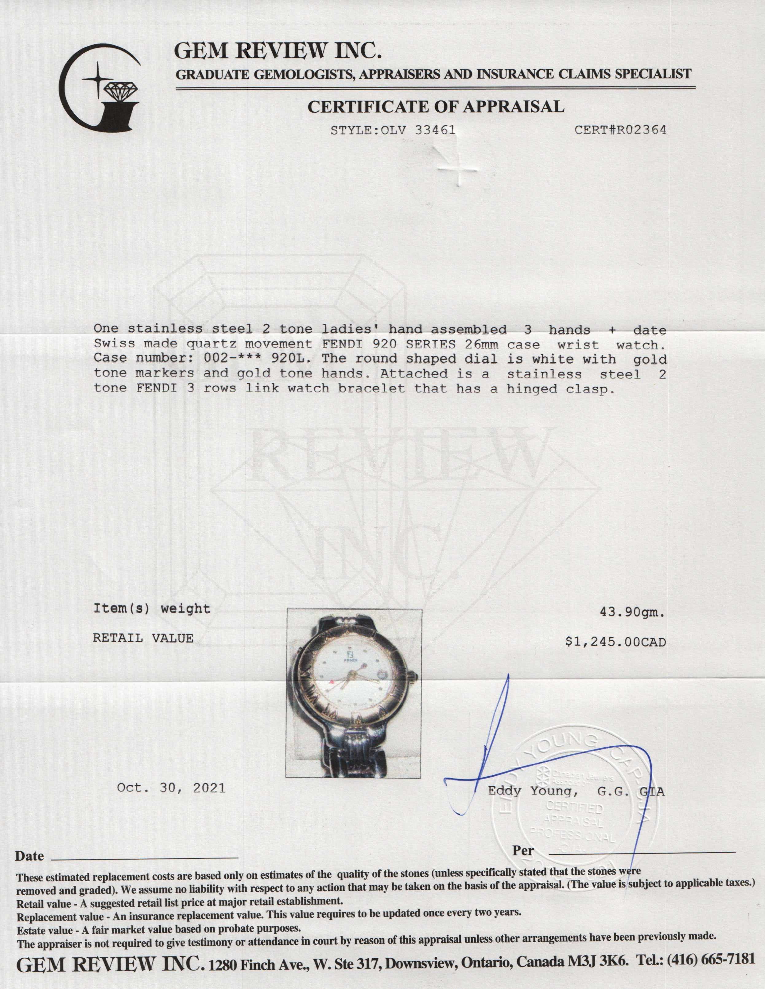 Fendi 920 Series Watch