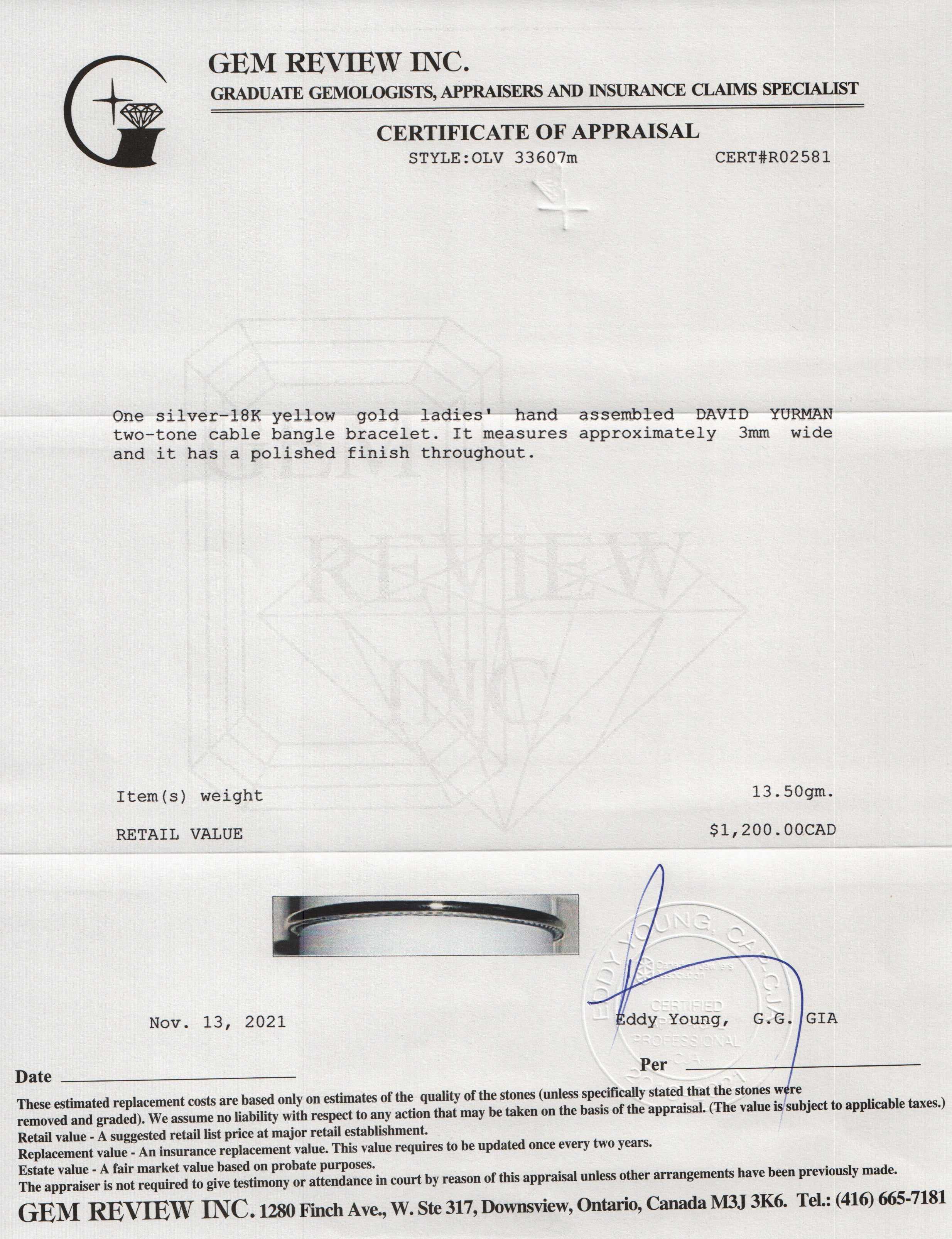 David Yurman Two-Tone Bangle Bracelet