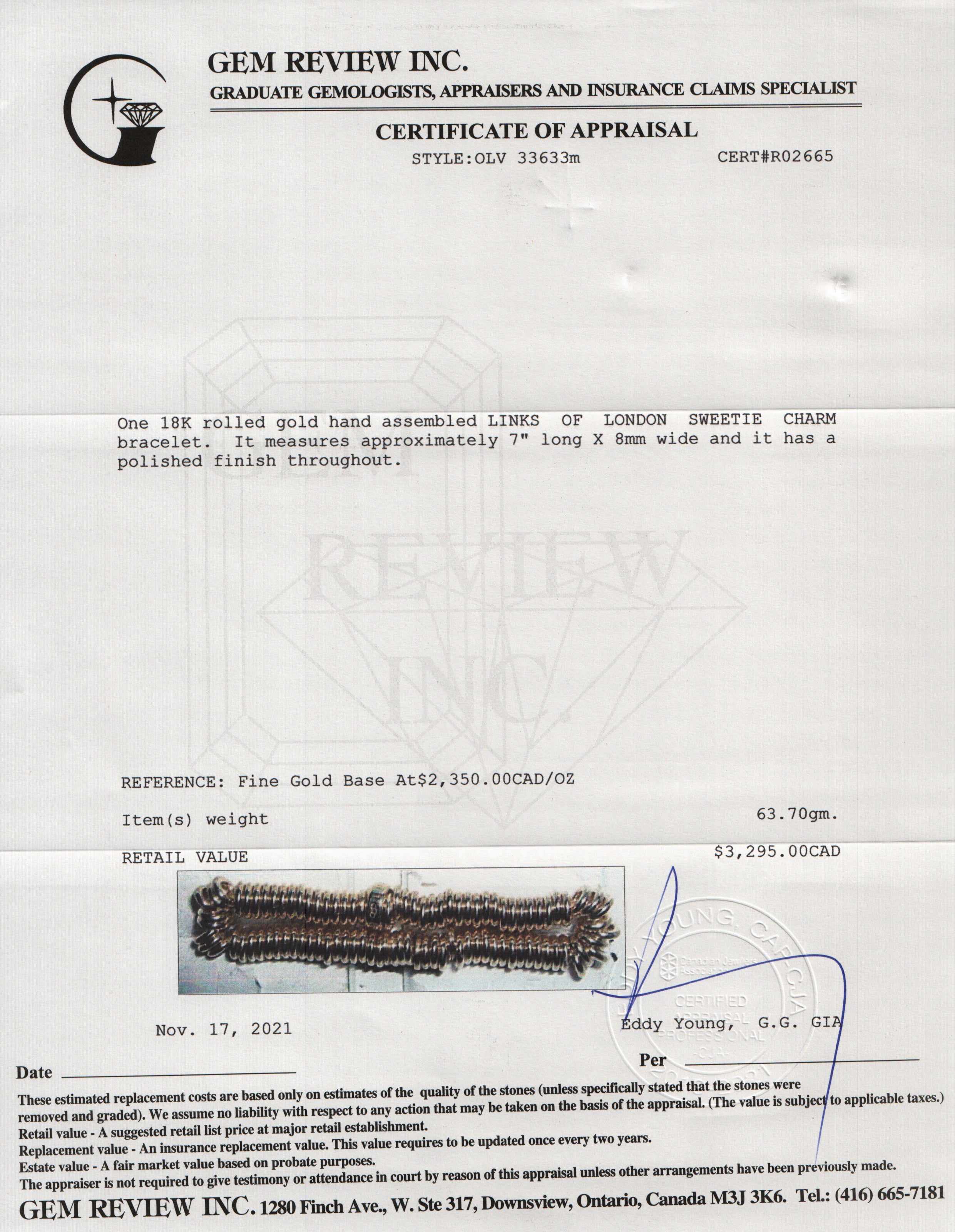 Links of London 18k Yellow Rolled Gold Sweetie Bracelet w/ Box