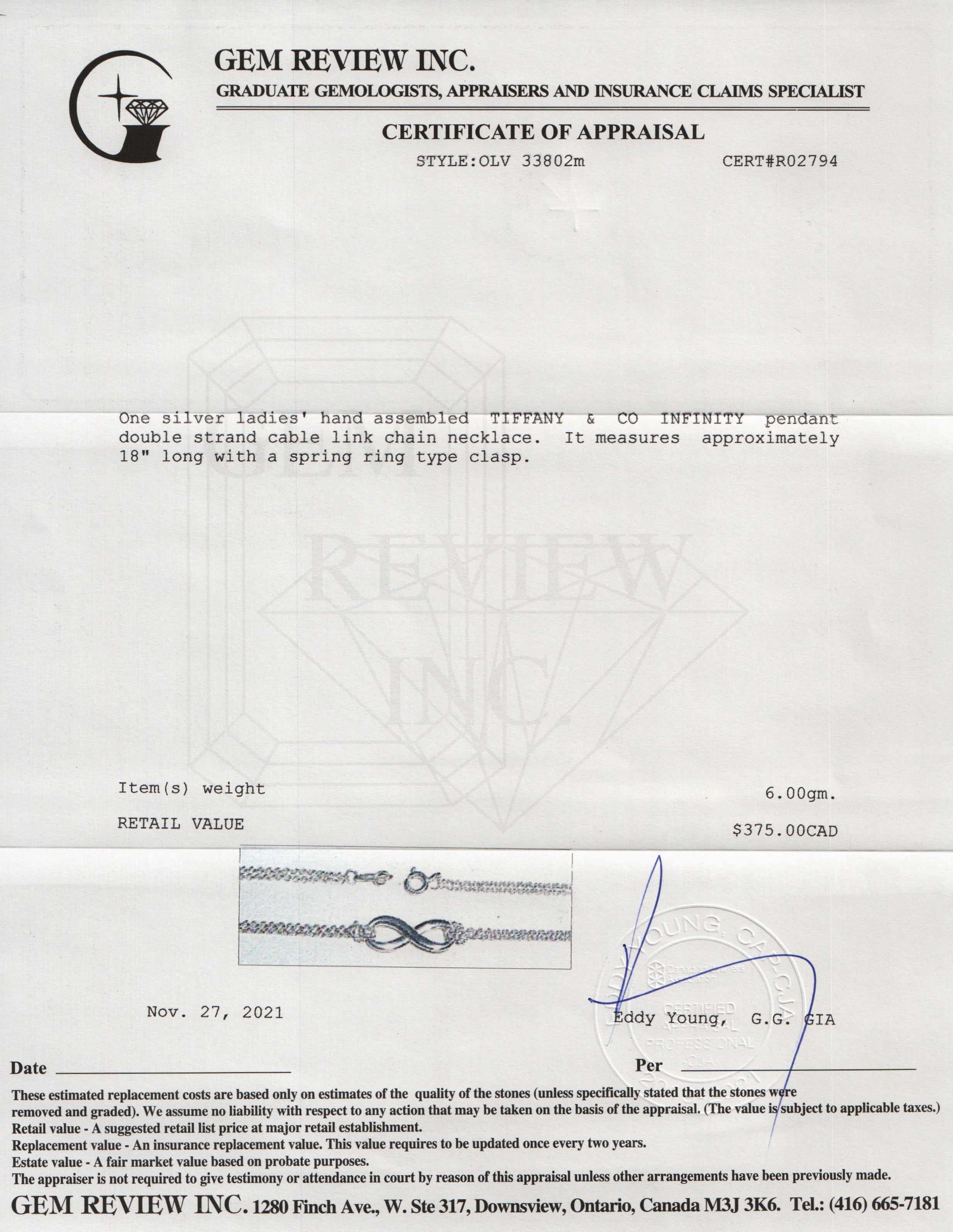 Tiffany & Co. Infinity Pendant Necklace