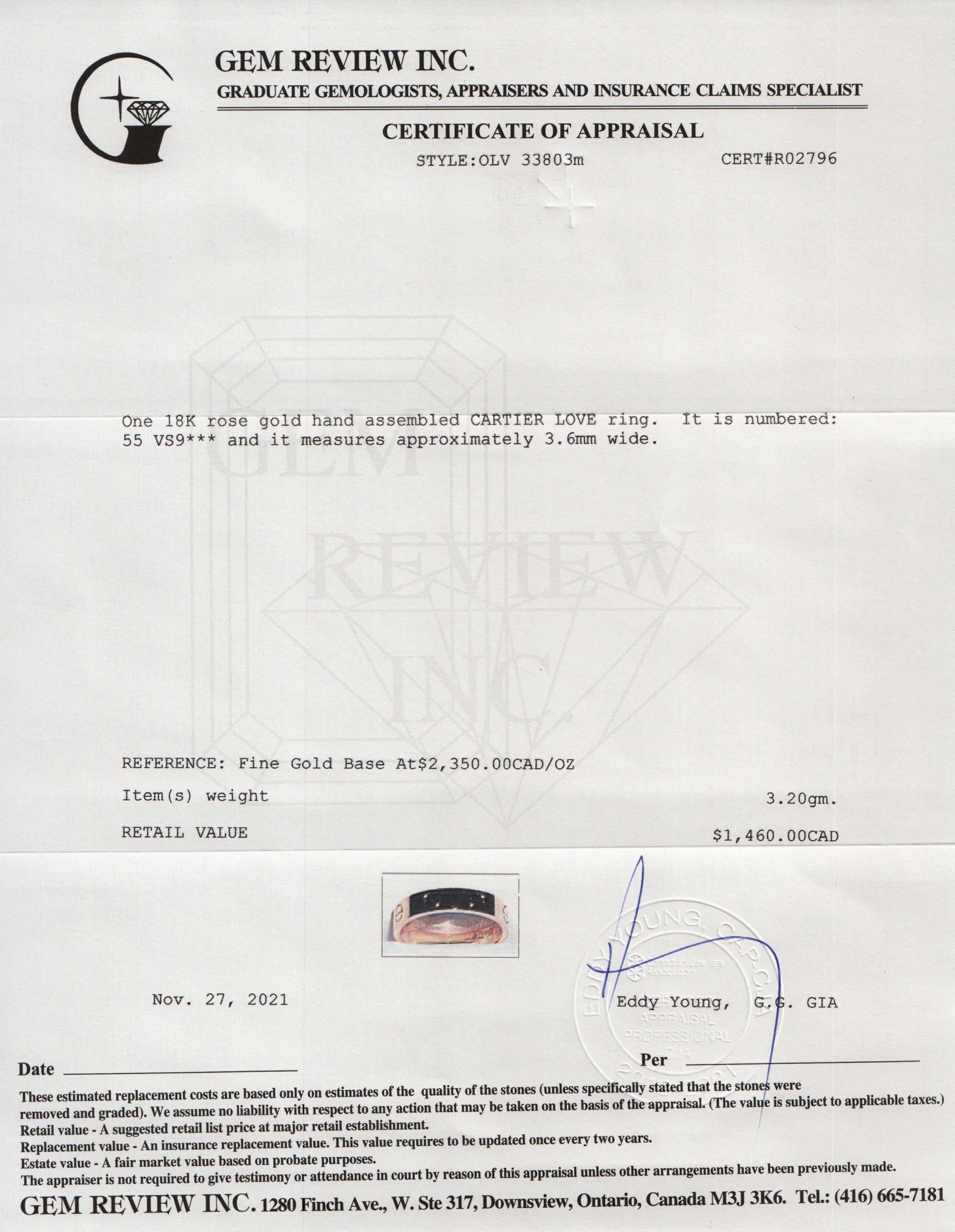 Cartier Love Wedding Band Ring