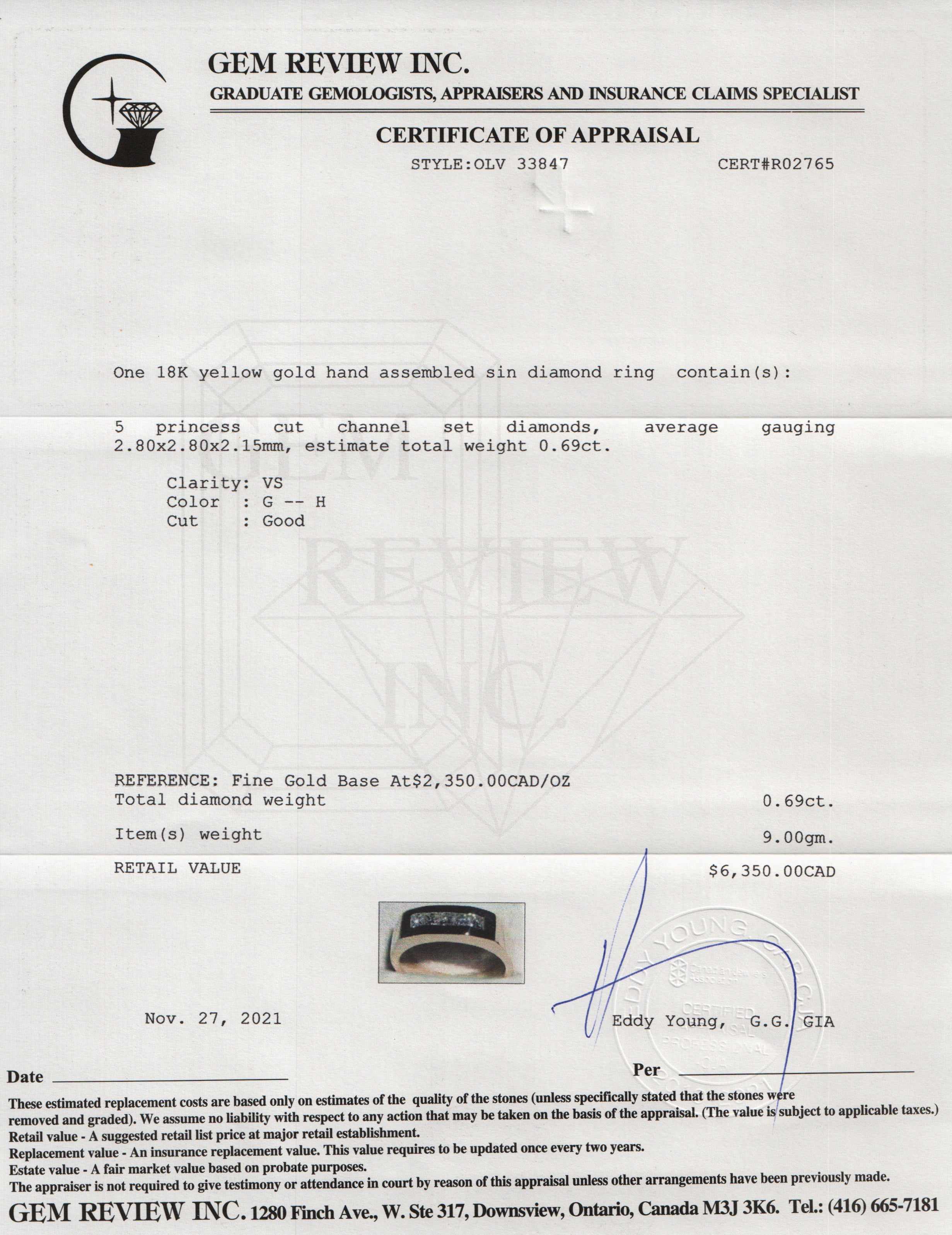 18k Yellow Gold Gent's Diamond Ring