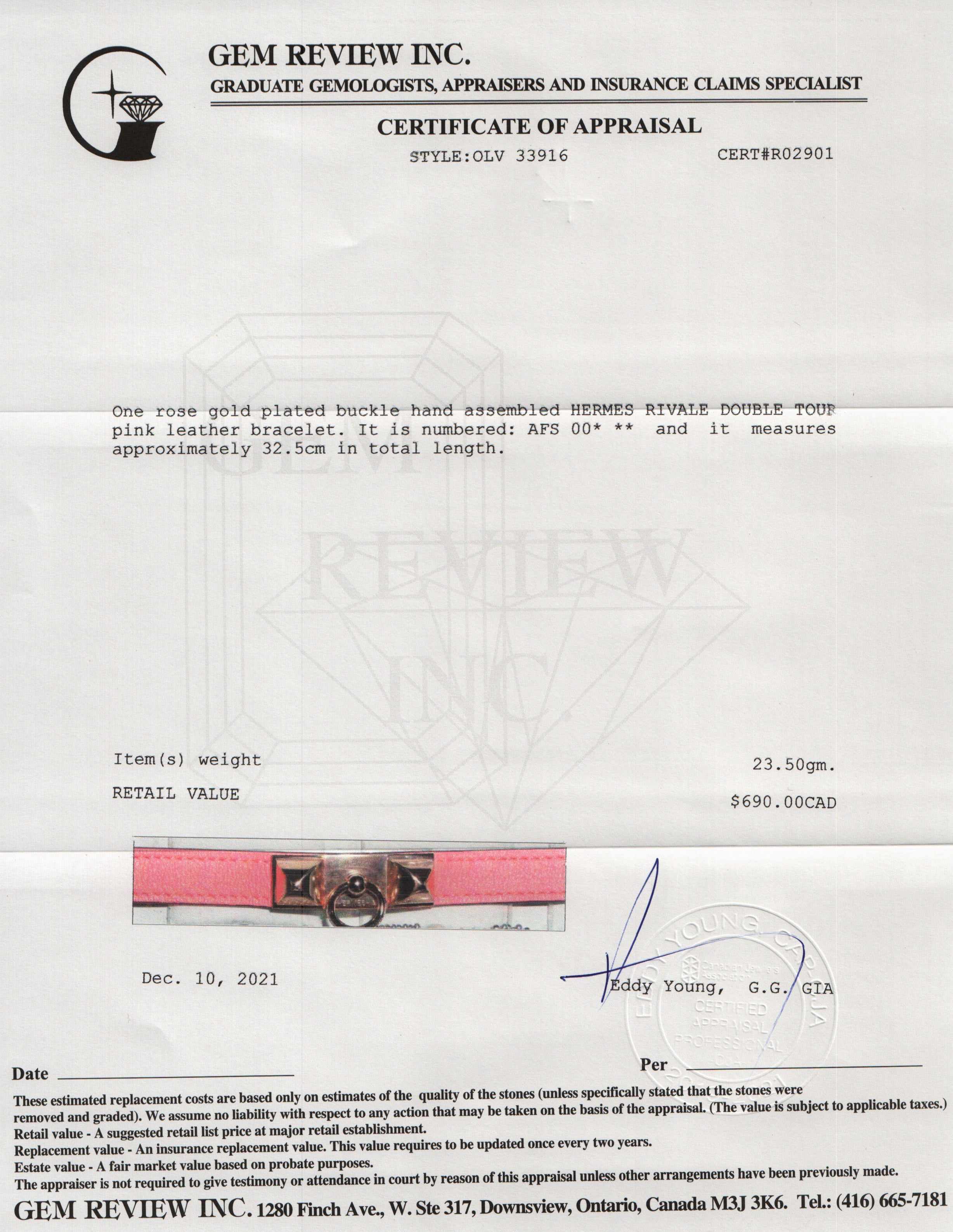 Hermes Rivale Double Tour Bracelet w/ Box