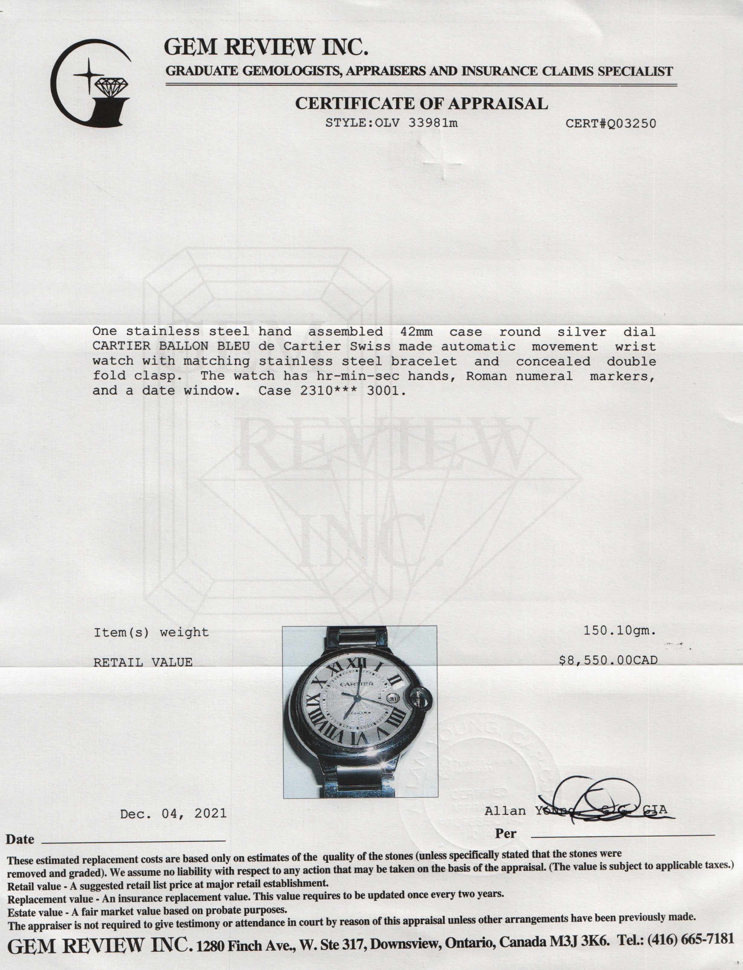 Cartier Ballon Bleu Watch