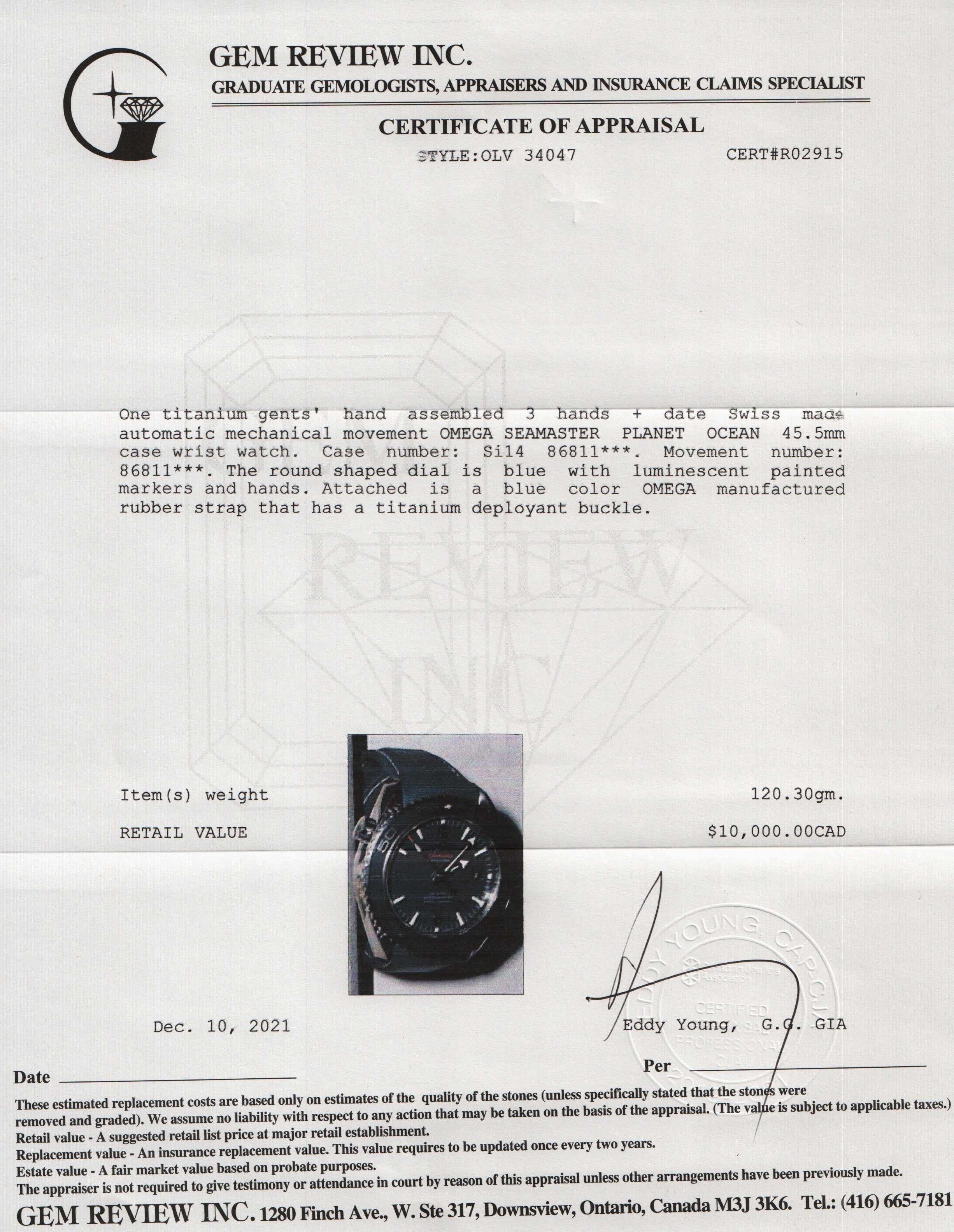 Omega Titanium Seamaster Planet Ocean Watch