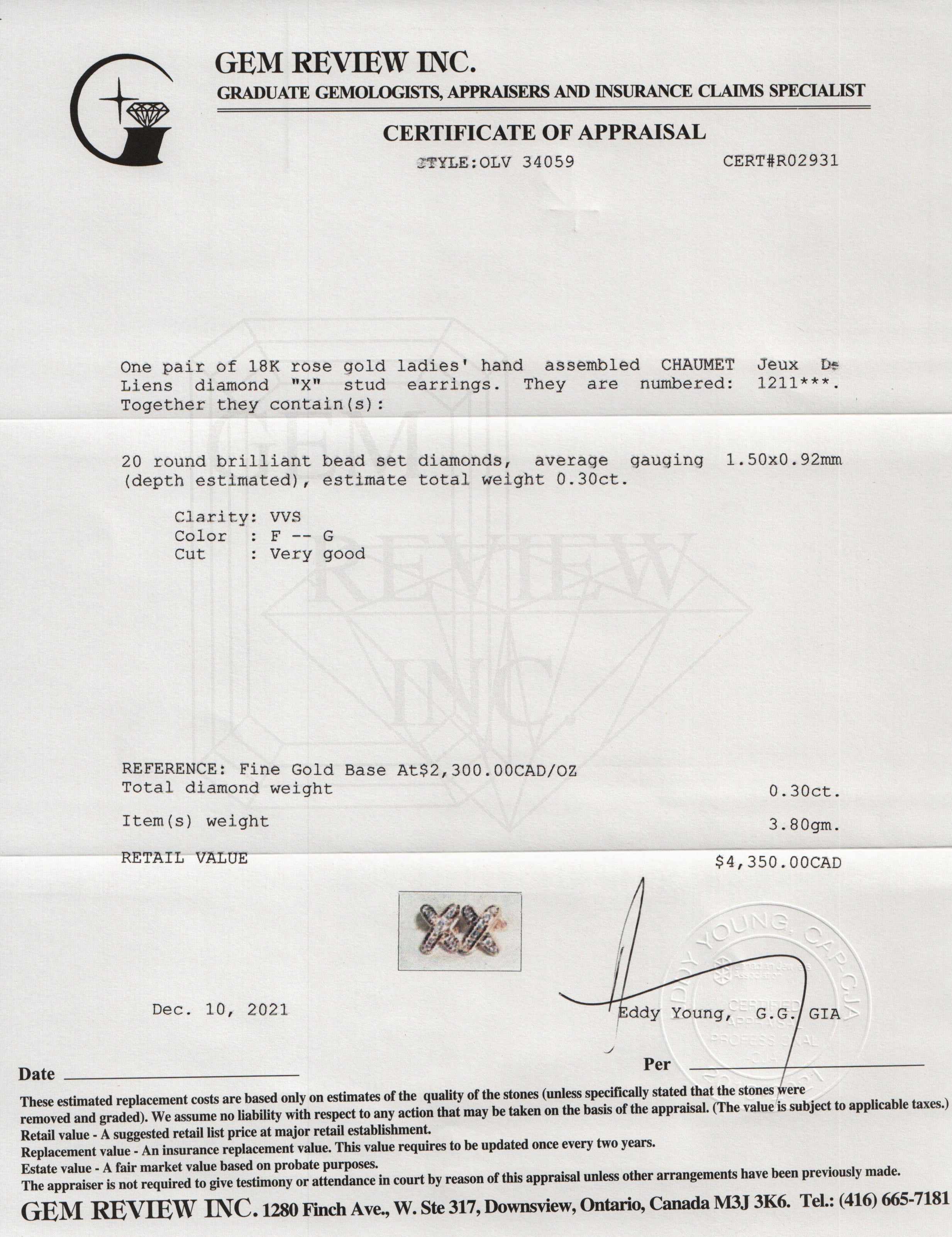 Chaumet 18k Rose Gold Jeux de Liens Diamond Stud Earrings