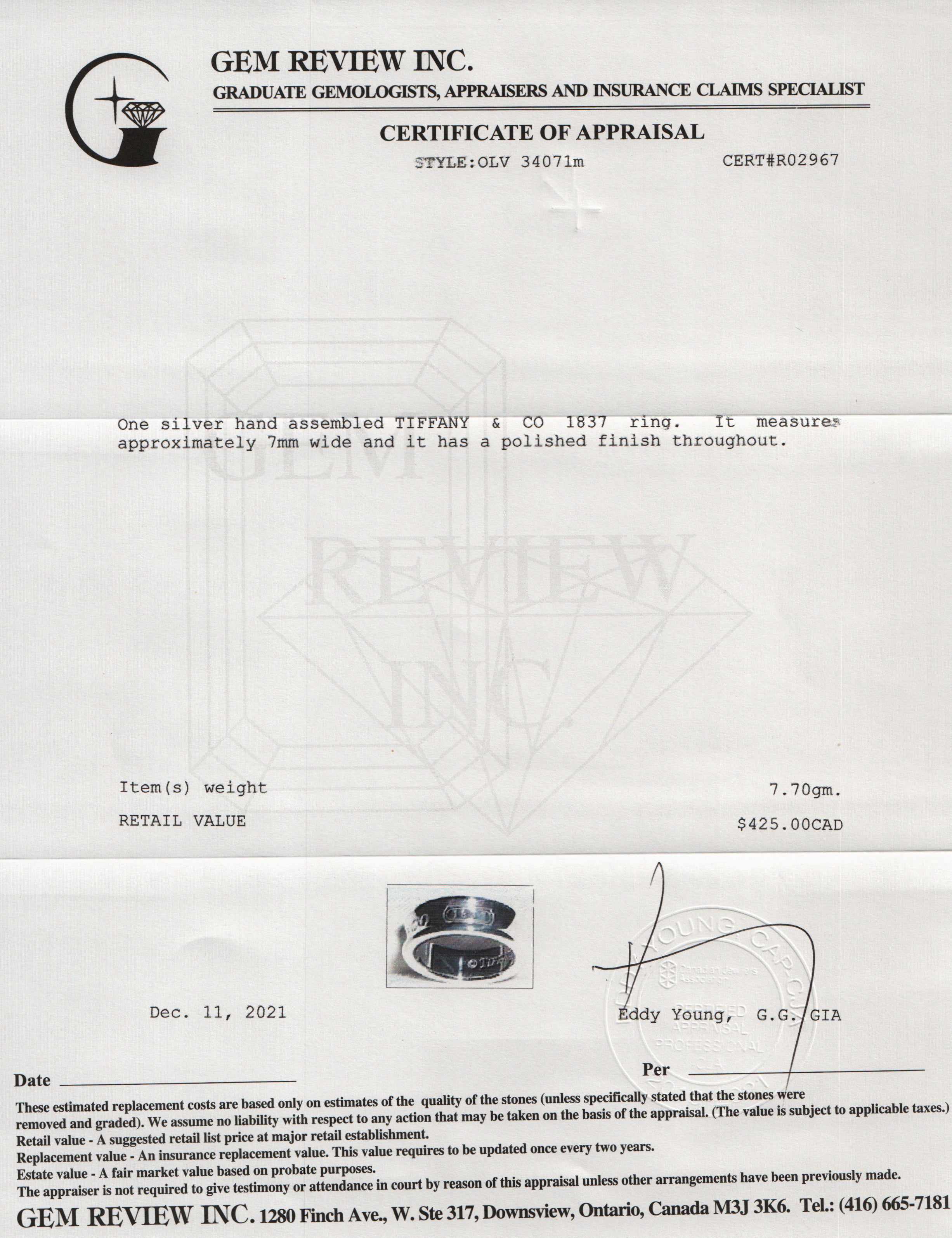 Tiffany & Co. 1837 Ring