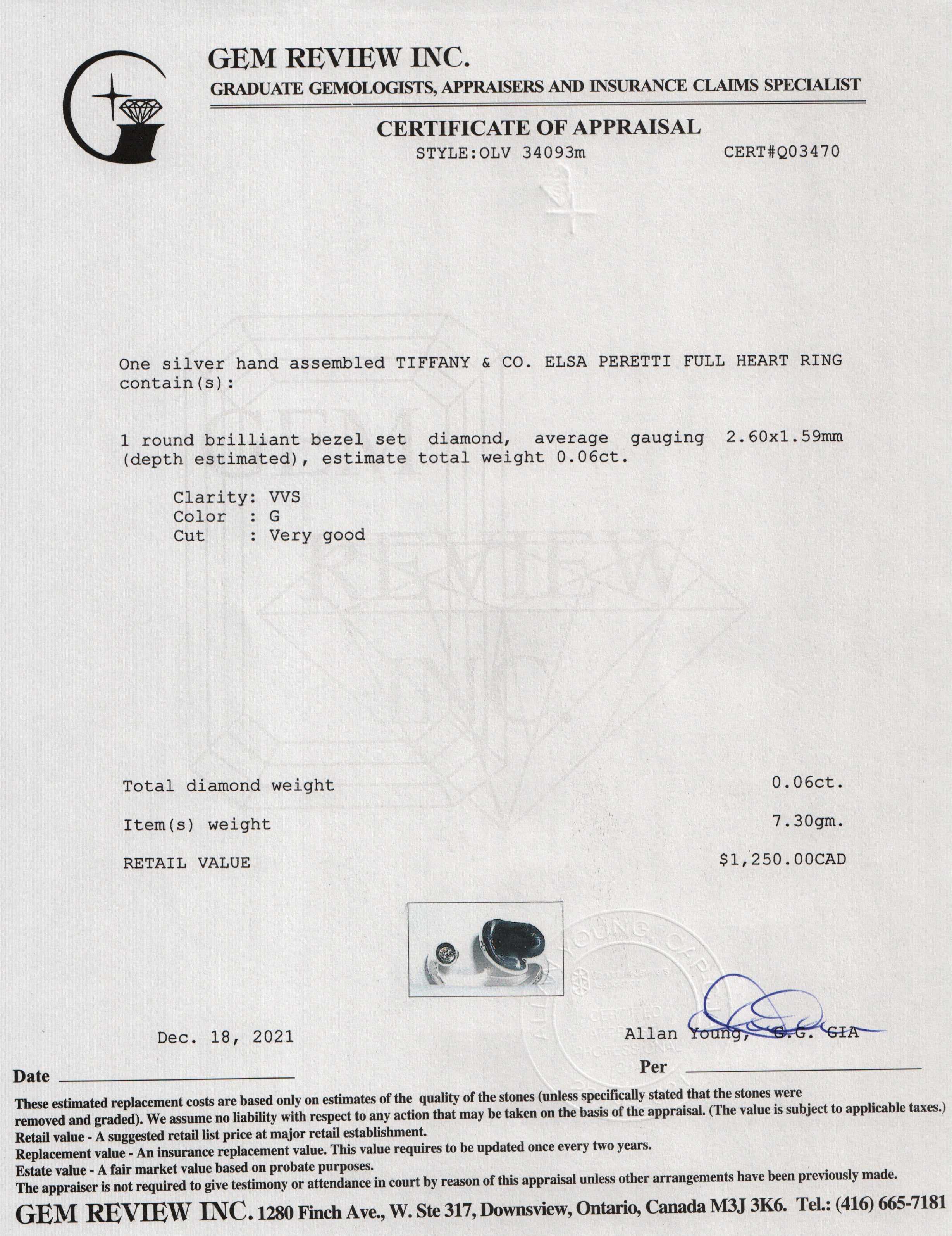 Tiffany & Co. Elsa Peretti Diamond Full Heart Ring