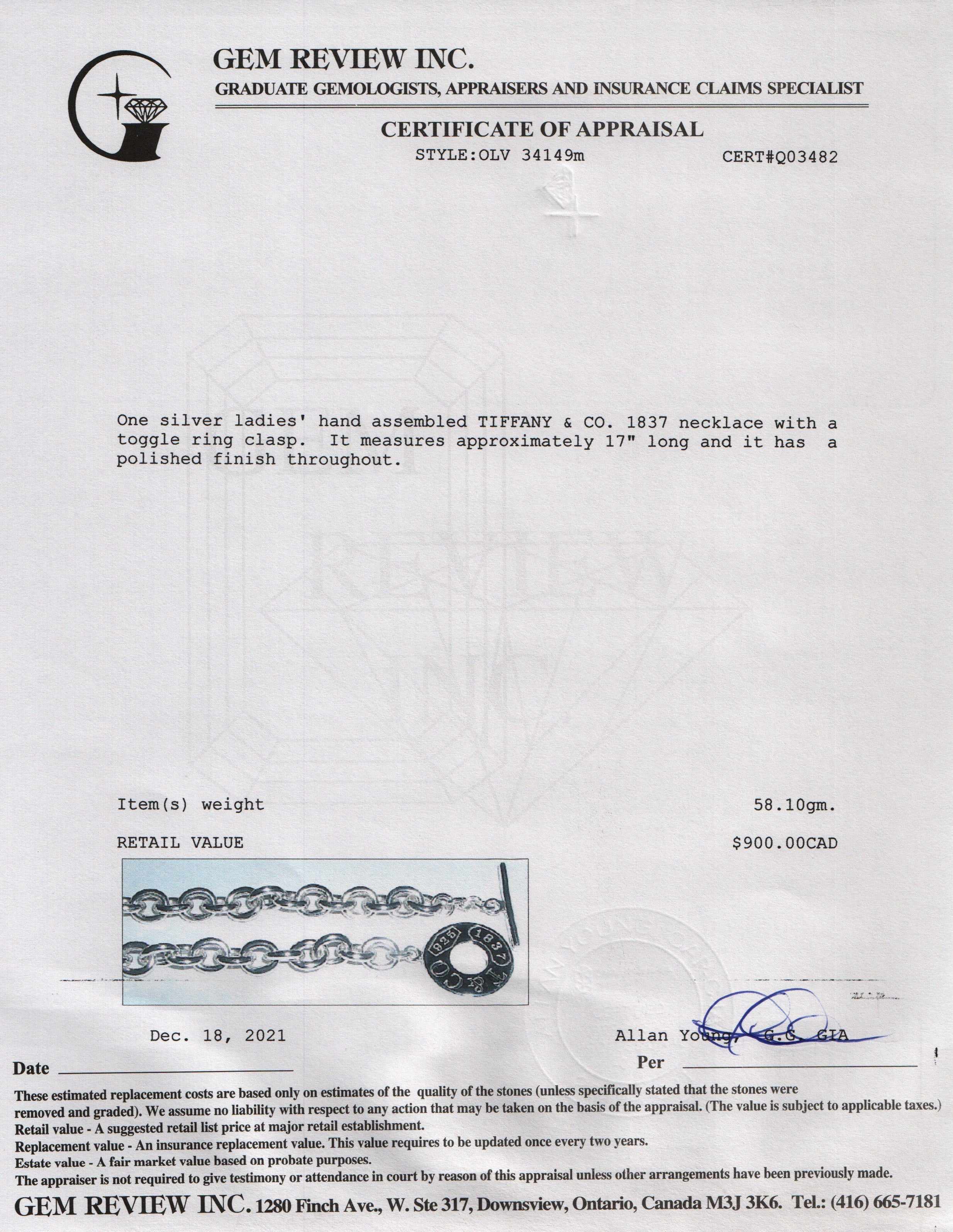 Tiffany & Co. 1837 Toggle Necklace