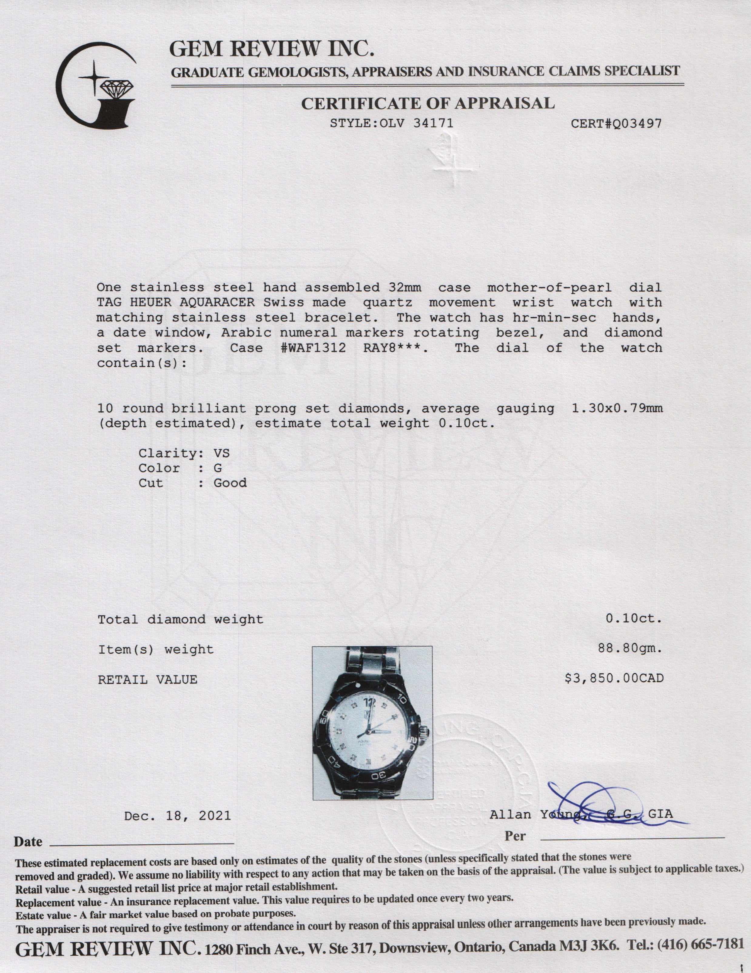 Tag Heuer Aquaracer Watch