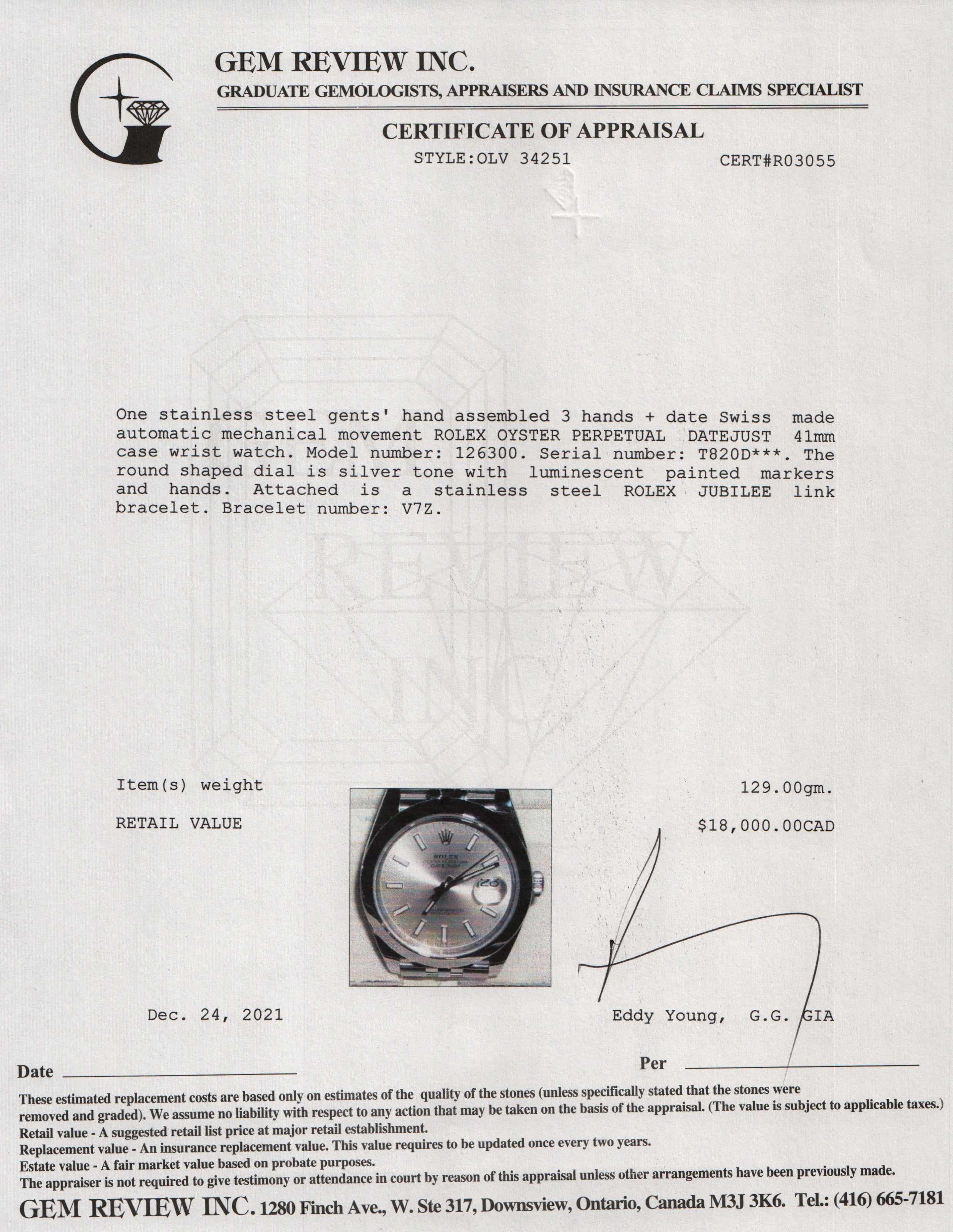 Rolex Datejust 41 mm Watch w/ Box & Papers