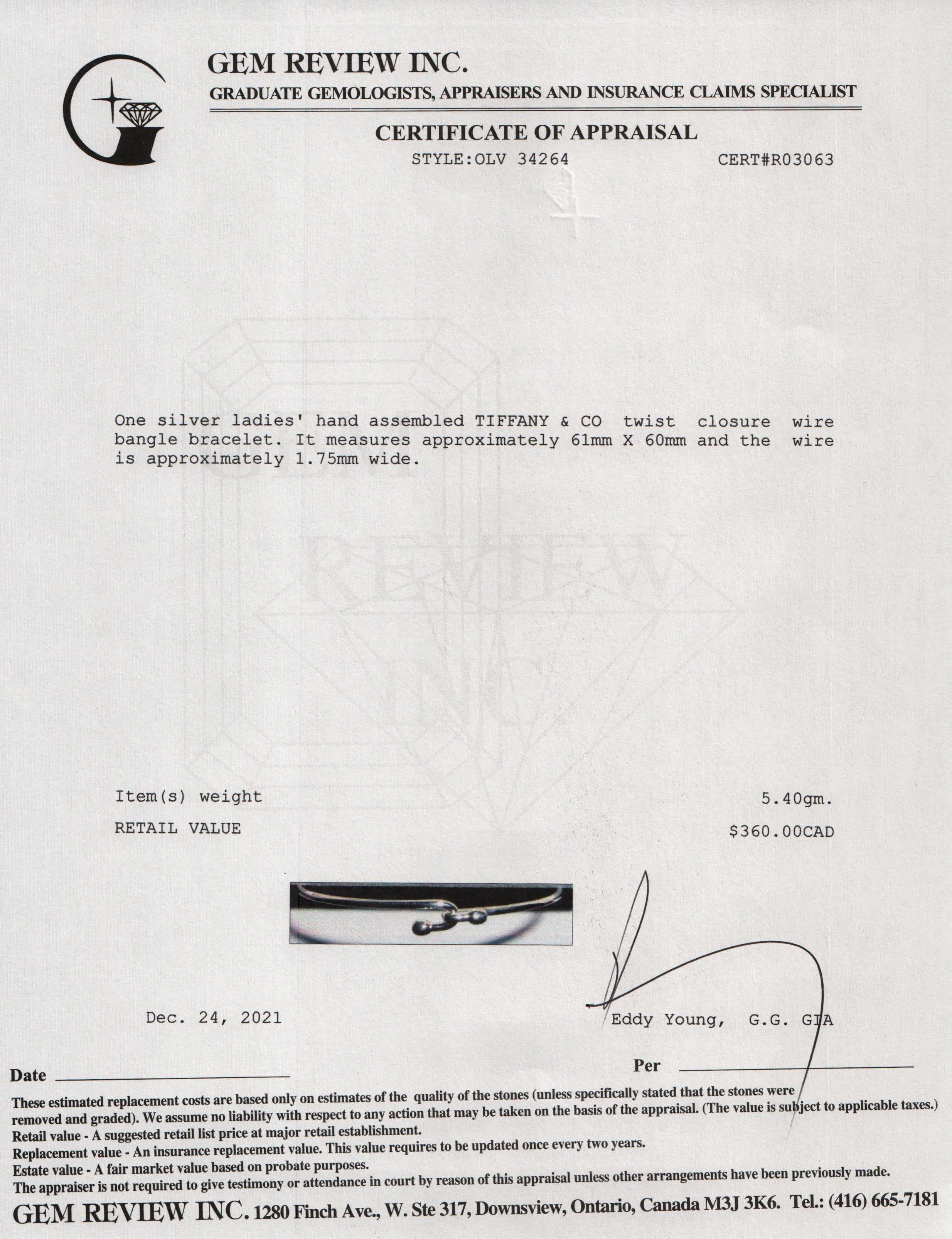 Tiffany & Co. Twist Closure Bangle Bracelet