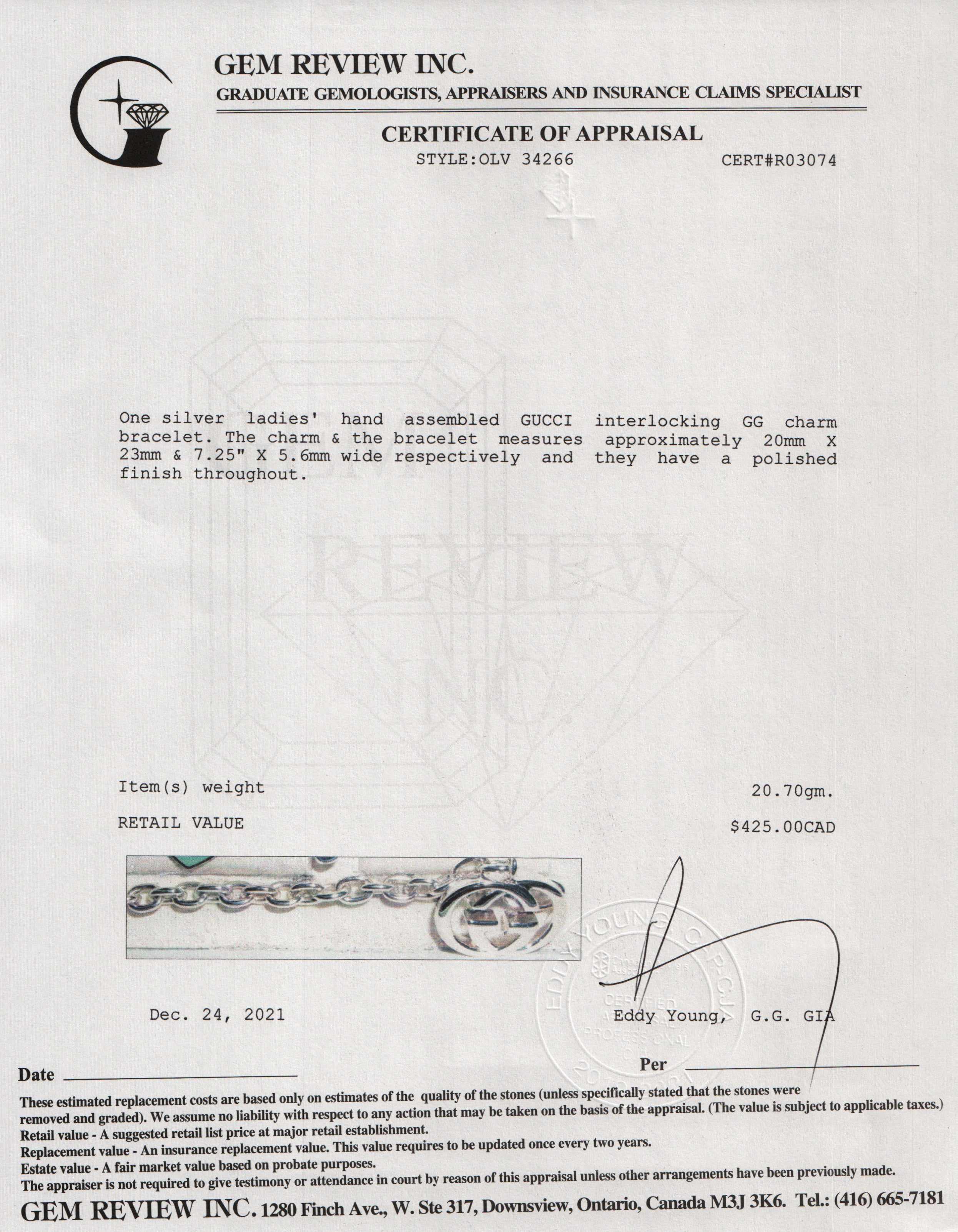 Gucci Interlocking GG Charm Bracelet