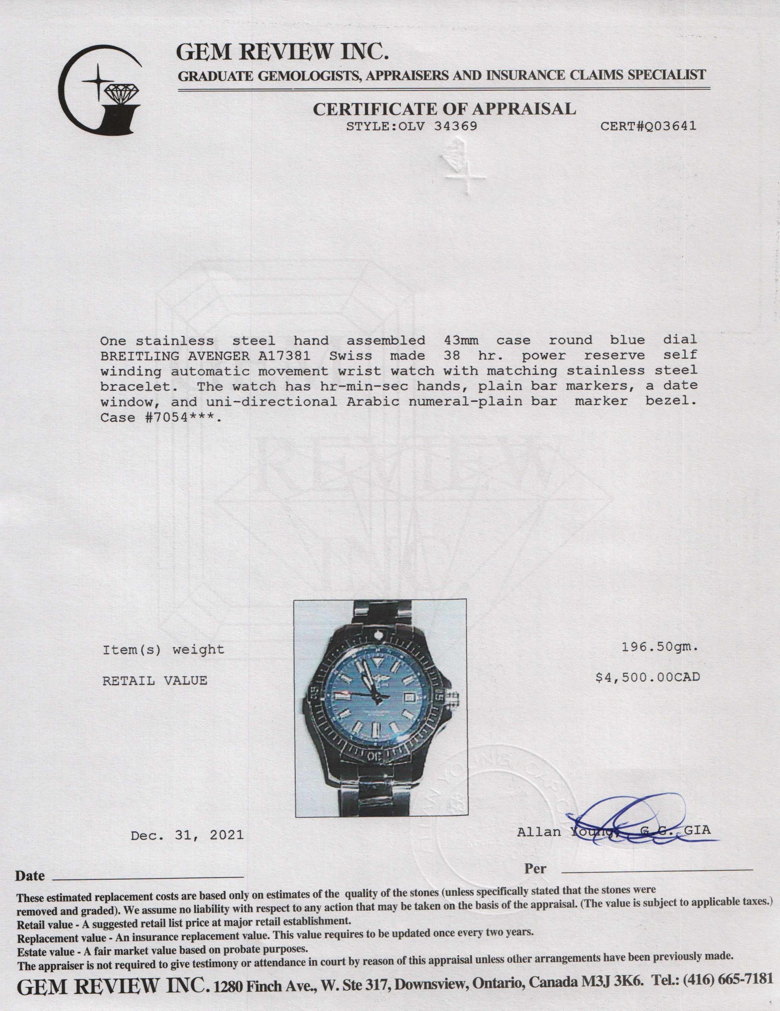 Breitling Avenger A17381 Automatic Watch w/ Box