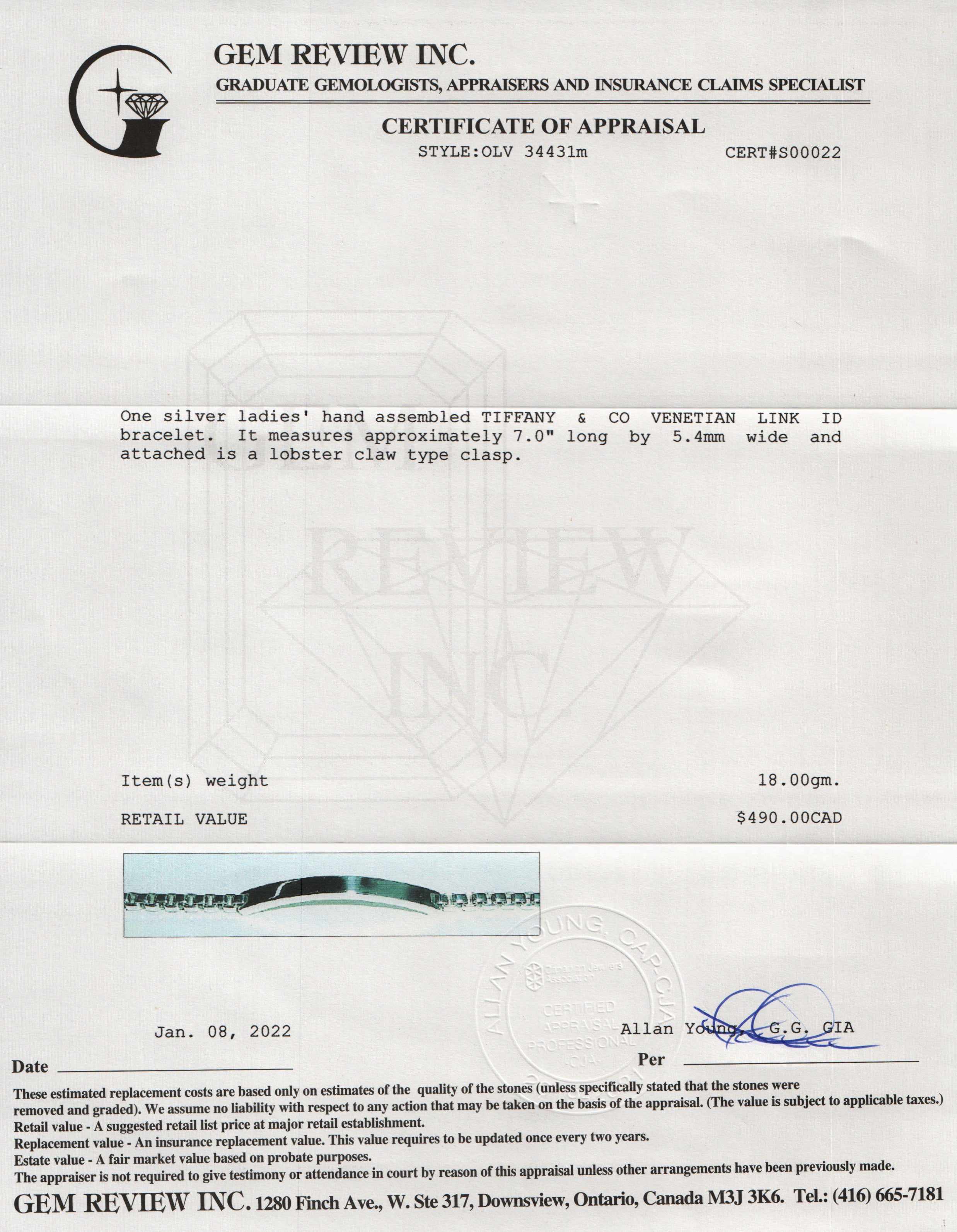 Tiffany & Co. Venetian Link ID Bracelet