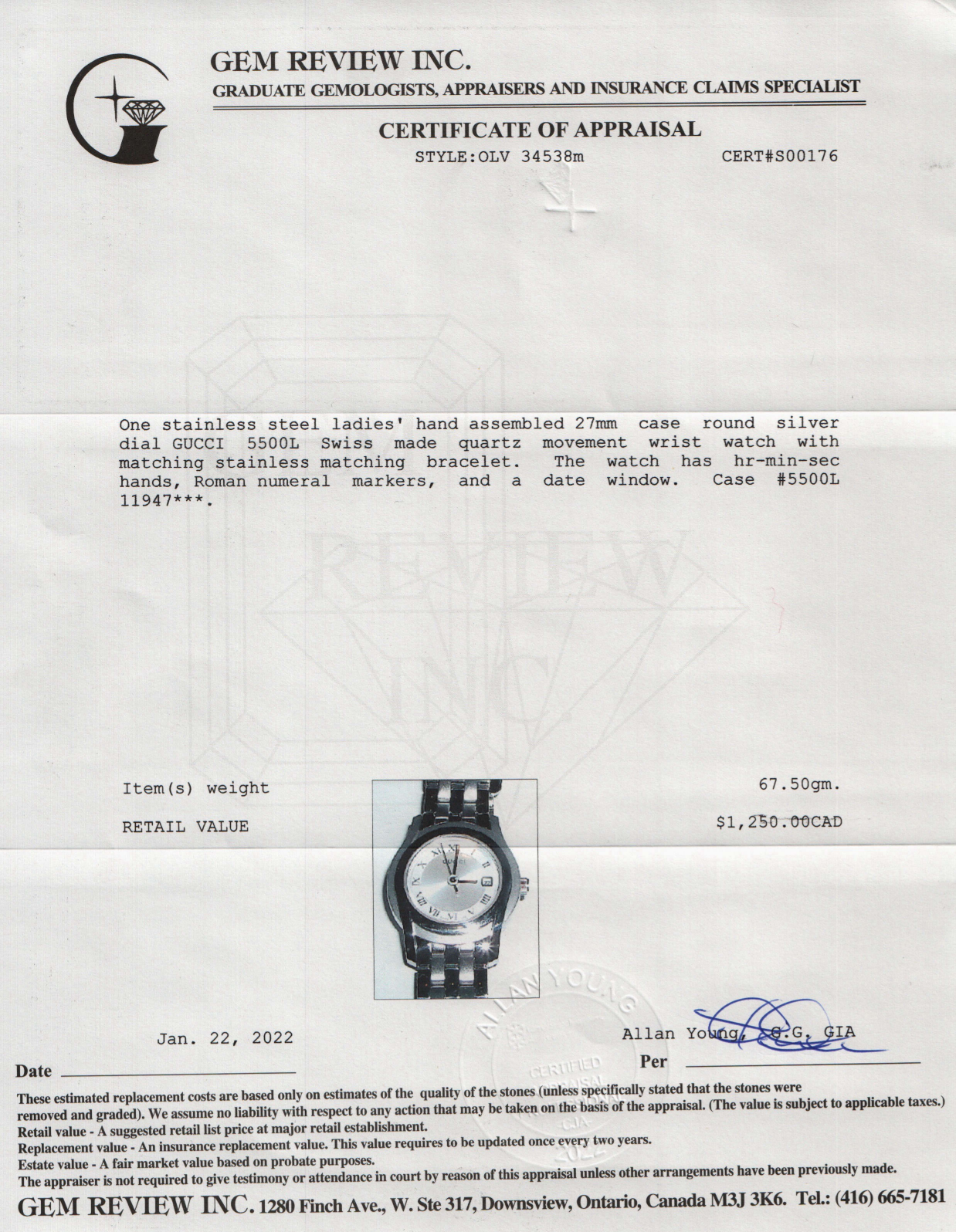 Gucci 5500 Series Watch w/ Box