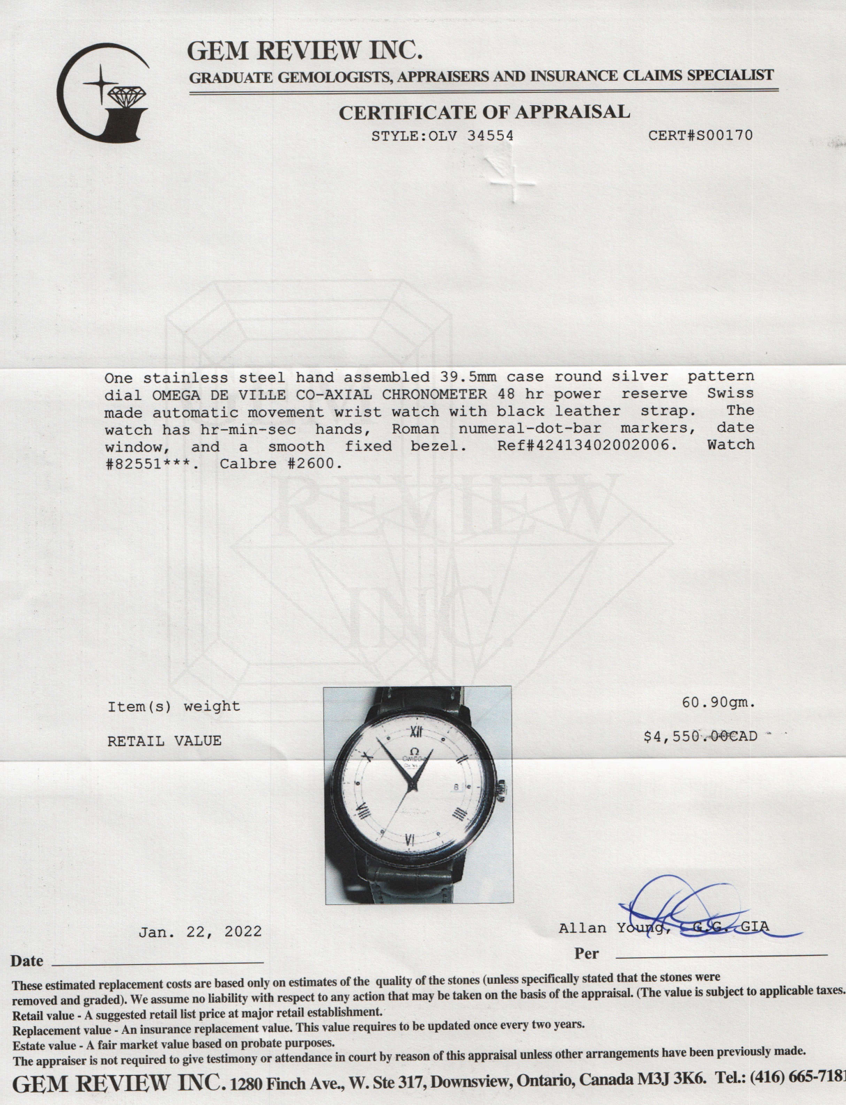 Omega De Ville Prestige Watch w/ Box