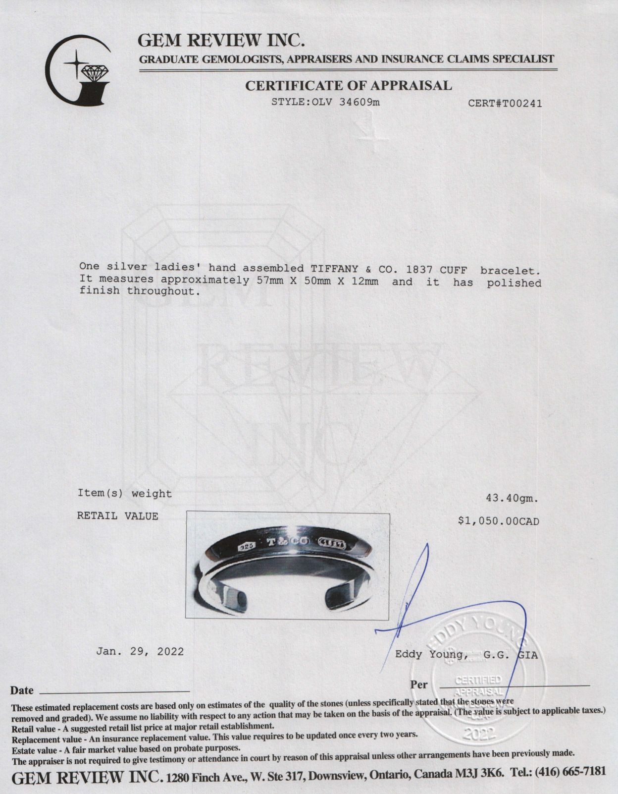 Tiffany & Co. 1837 Cuff