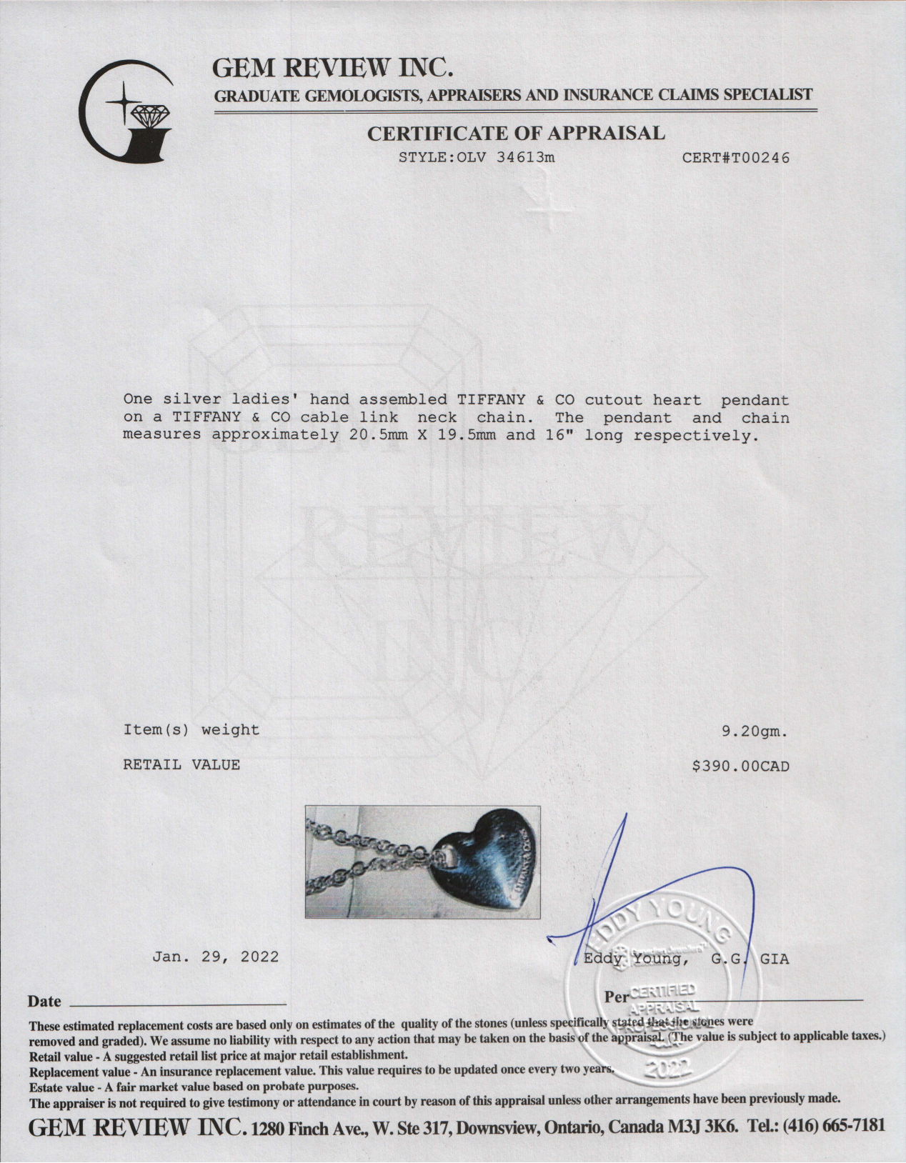 Tiffany & Co. Heart Pendant Necklace