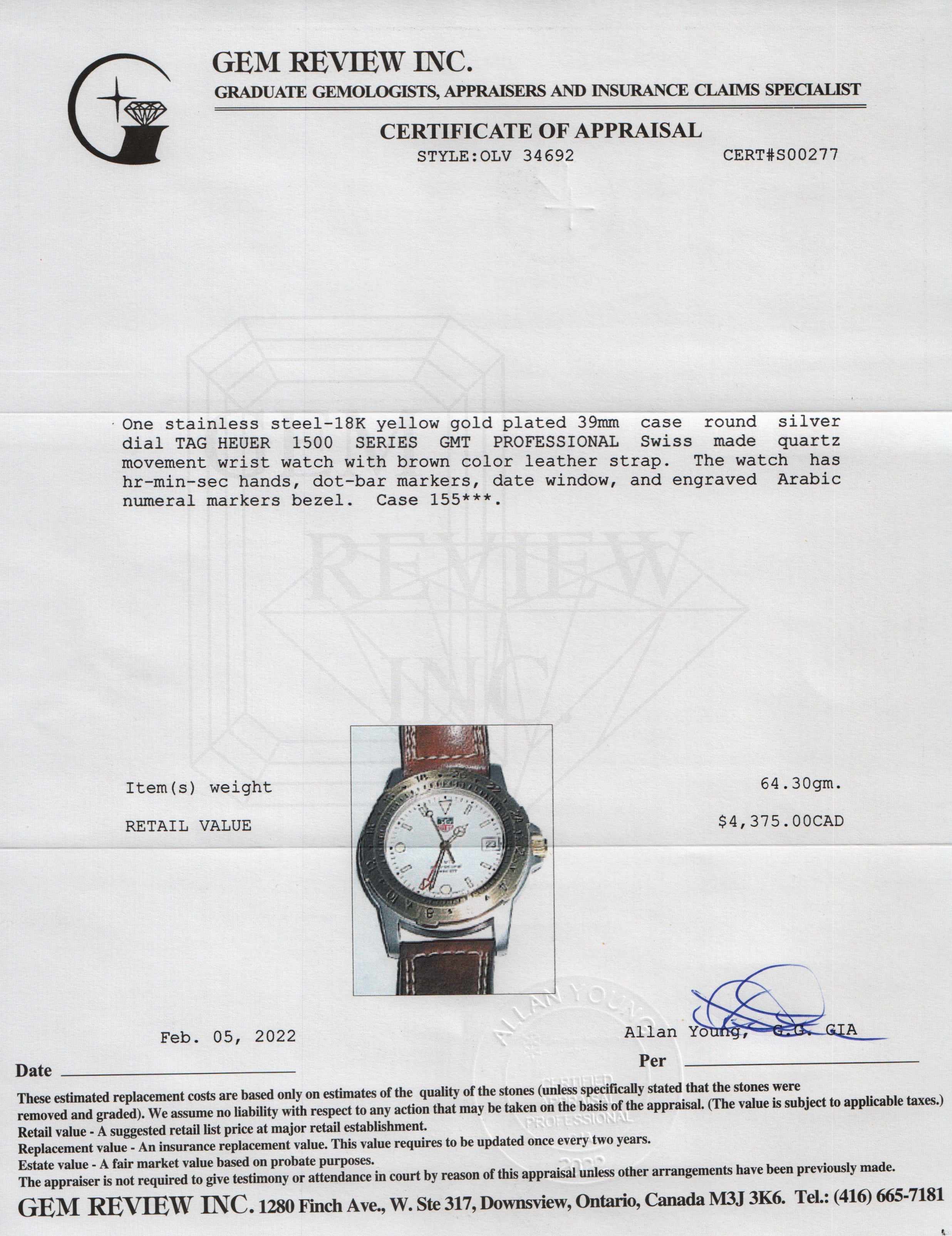 Tag Heuer 1500 Series GMT Professional Watch