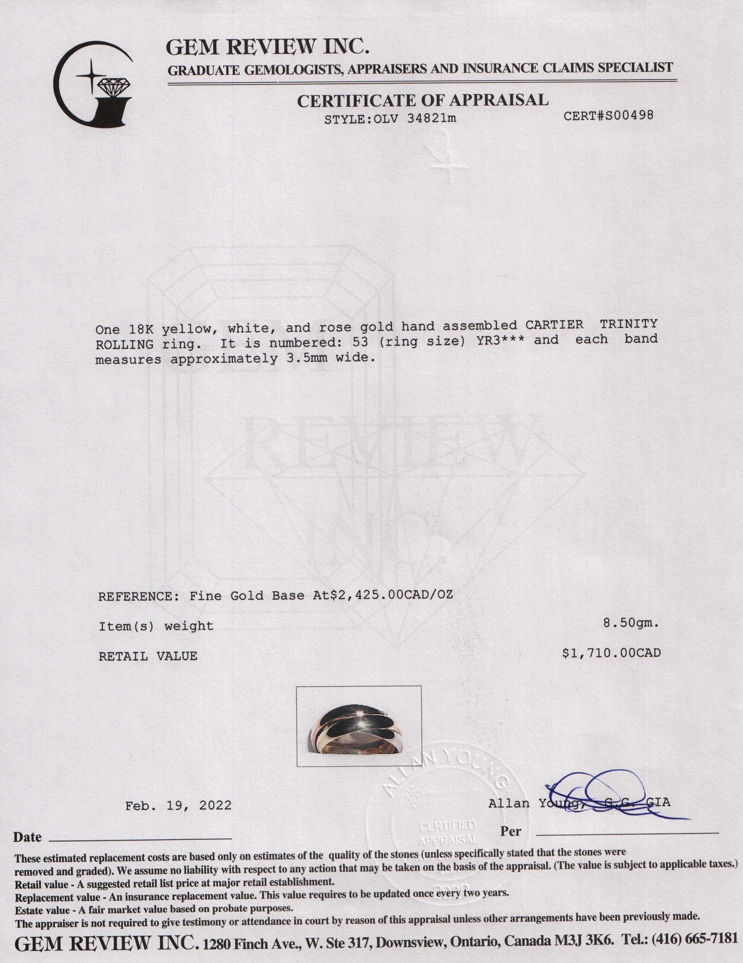 Cartier Trinity Rolling Ring