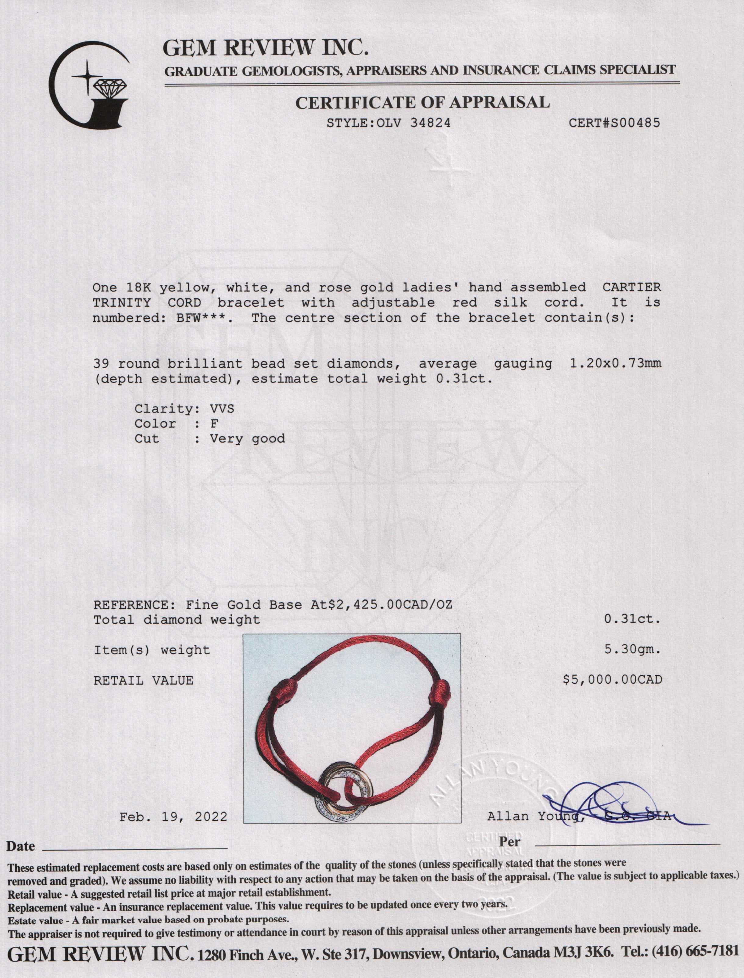 Cartier Diamond Trinity Cord Bracelet