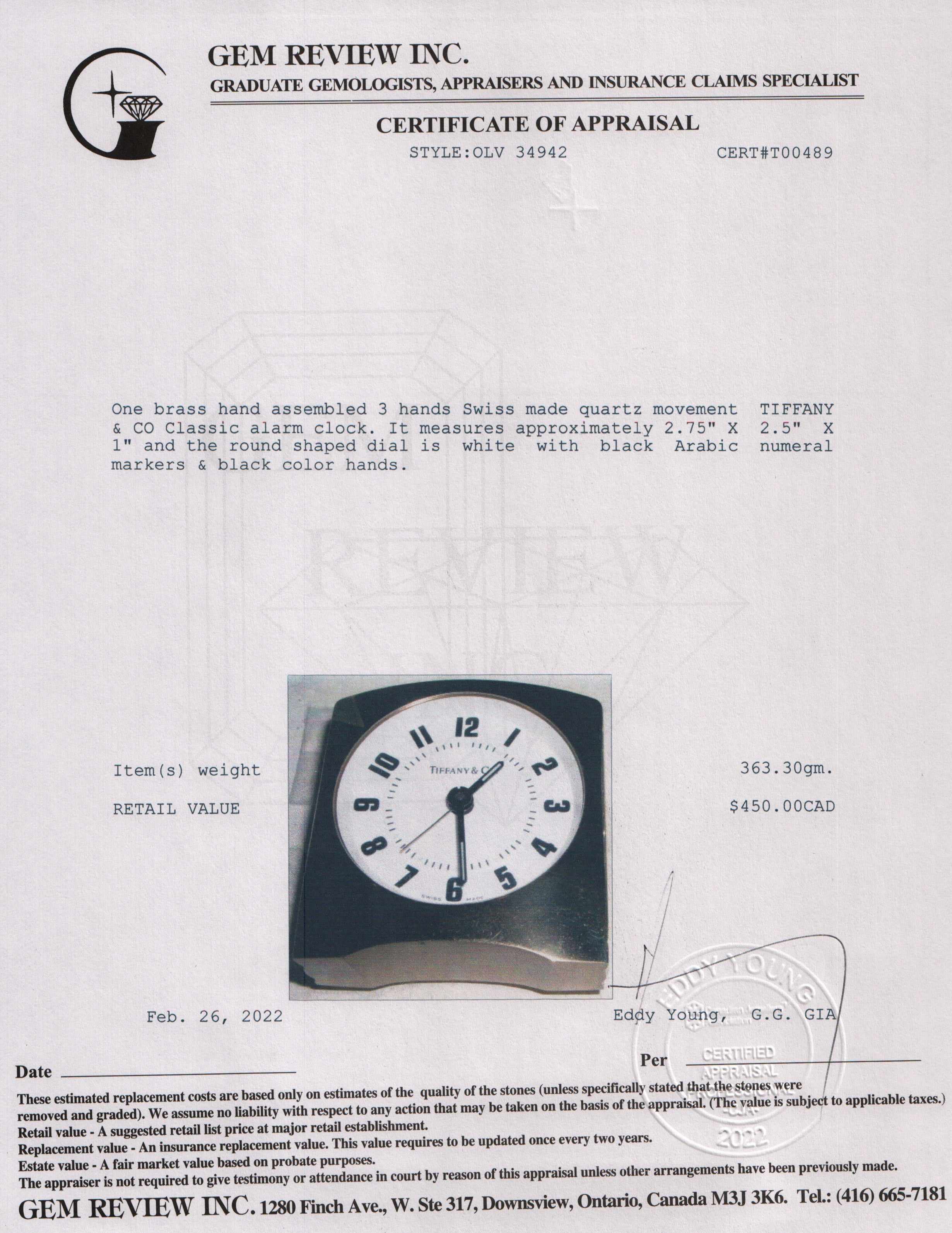 Tiffany & Co. Classic Alarm Clock