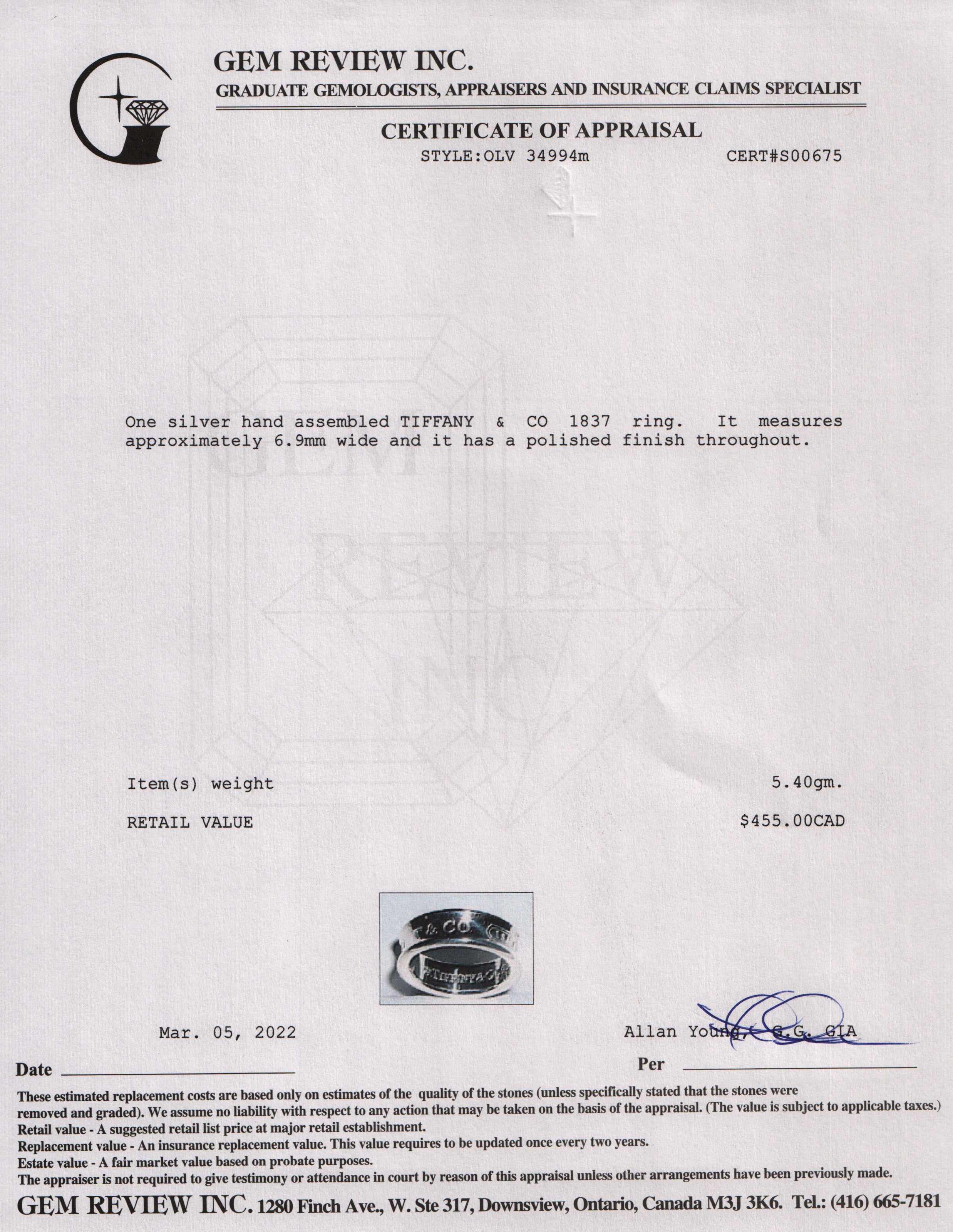 Tiffany & Co. 1837 Ring