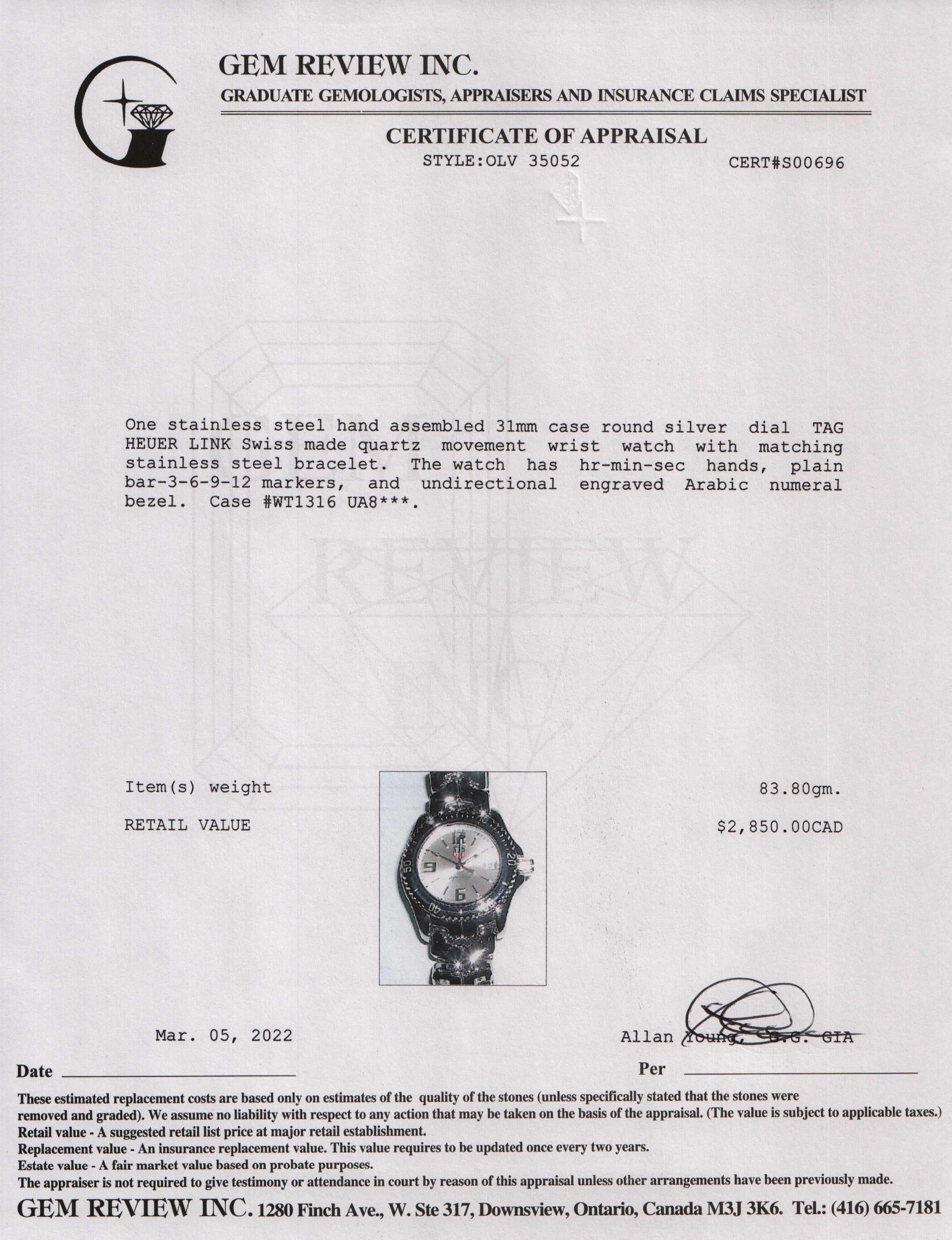 Tag Heuer Link Watch w/ Box