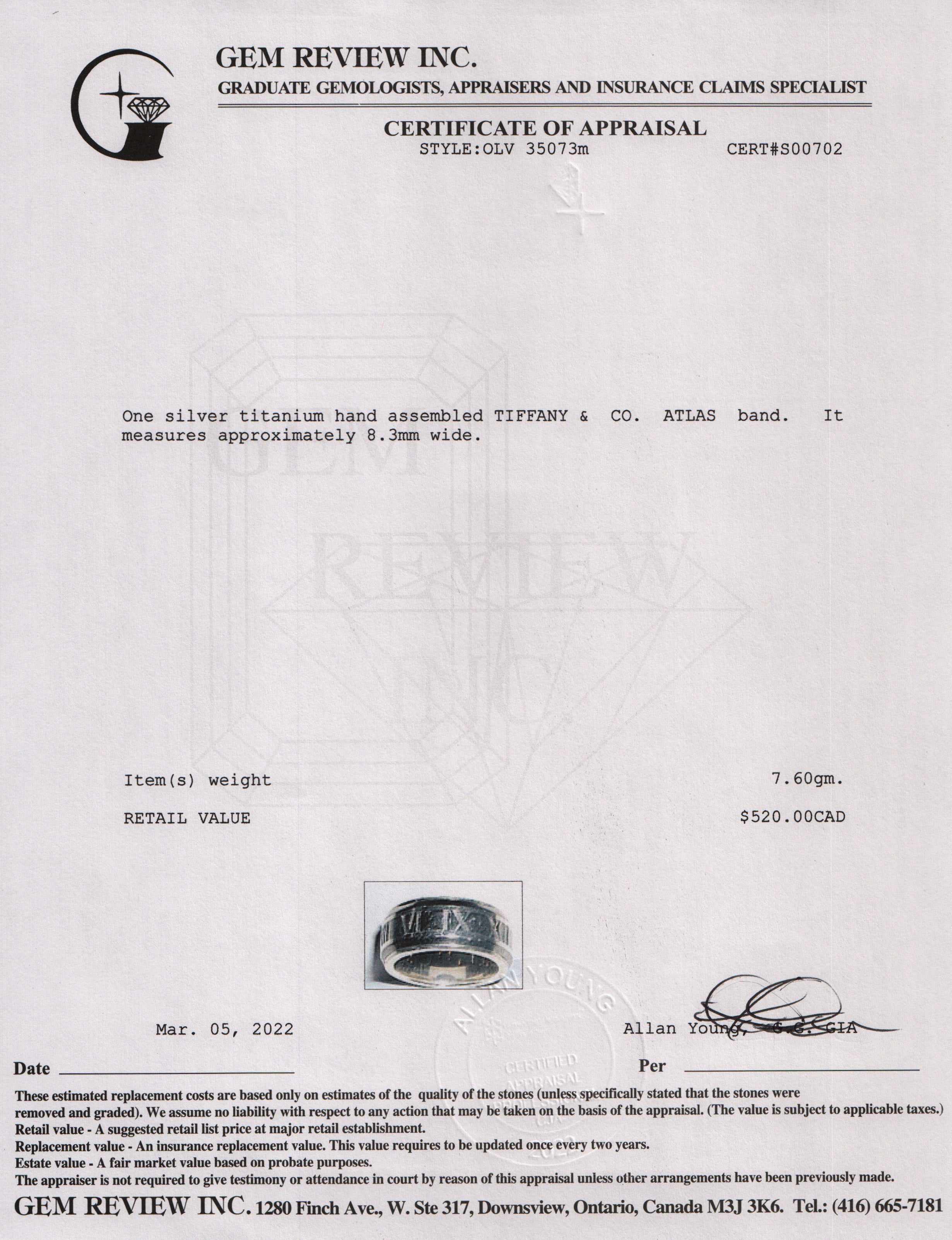 Tiffany & Co. Sterling Silver & Titanium Wide Atlas Band Ring