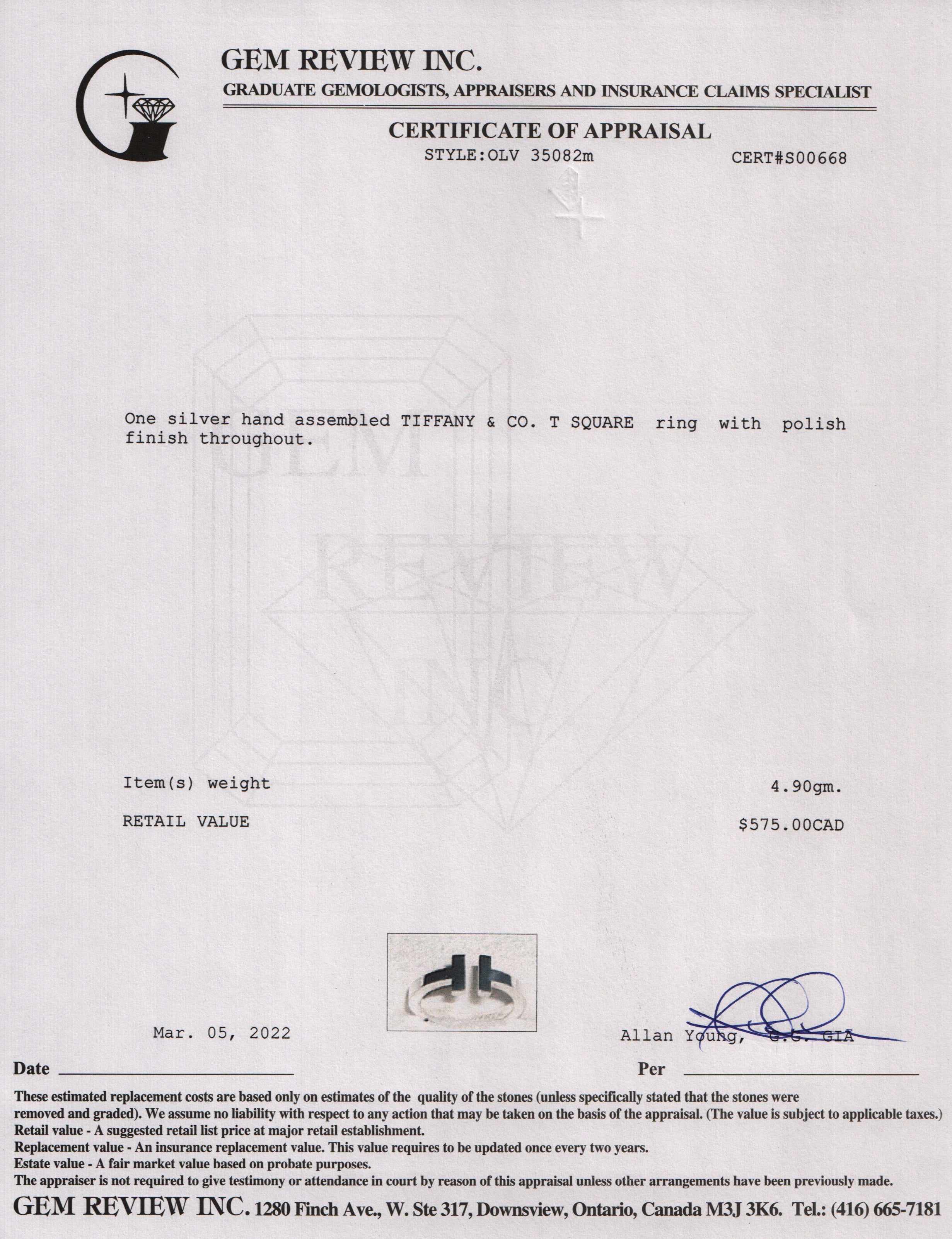 Tiffany & Co. T Square Ring