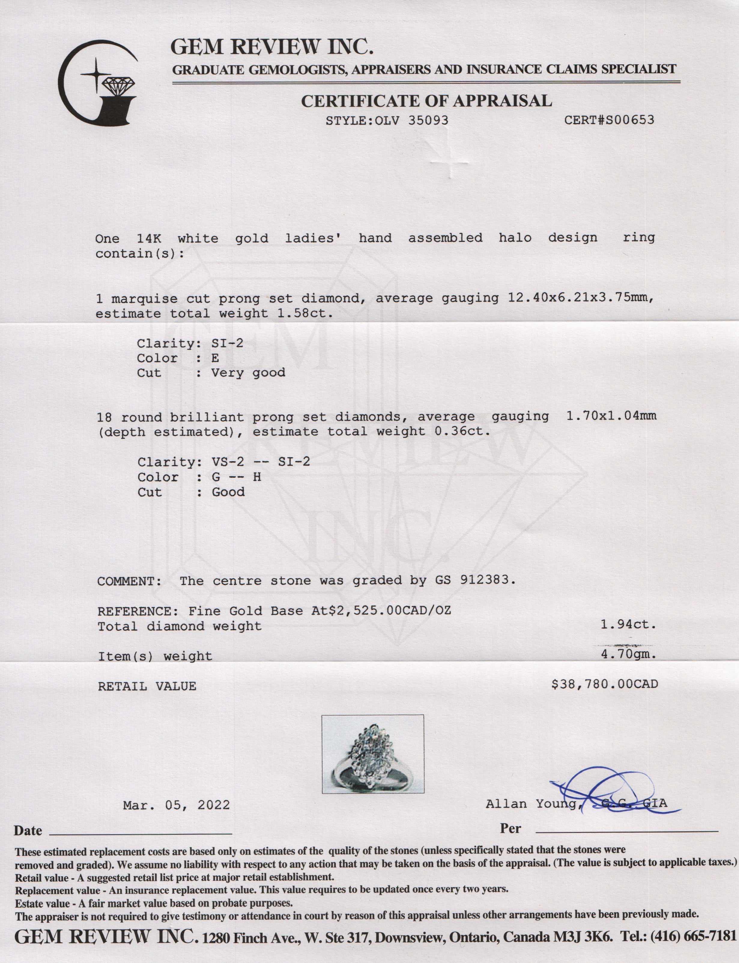 Halo Design 1.58 ct. Marquise Cut Diamond Ring