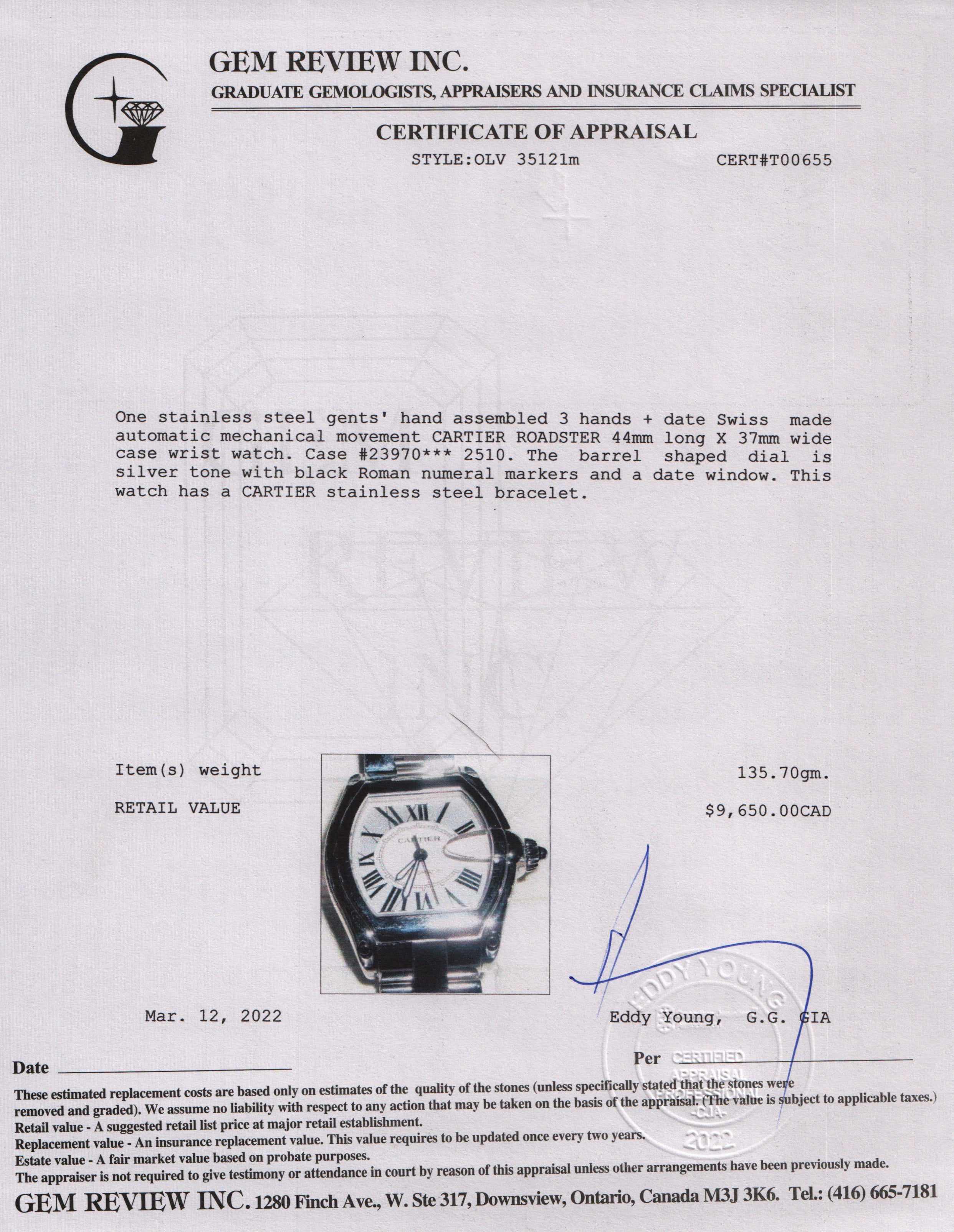 Cartier Roadster Watch