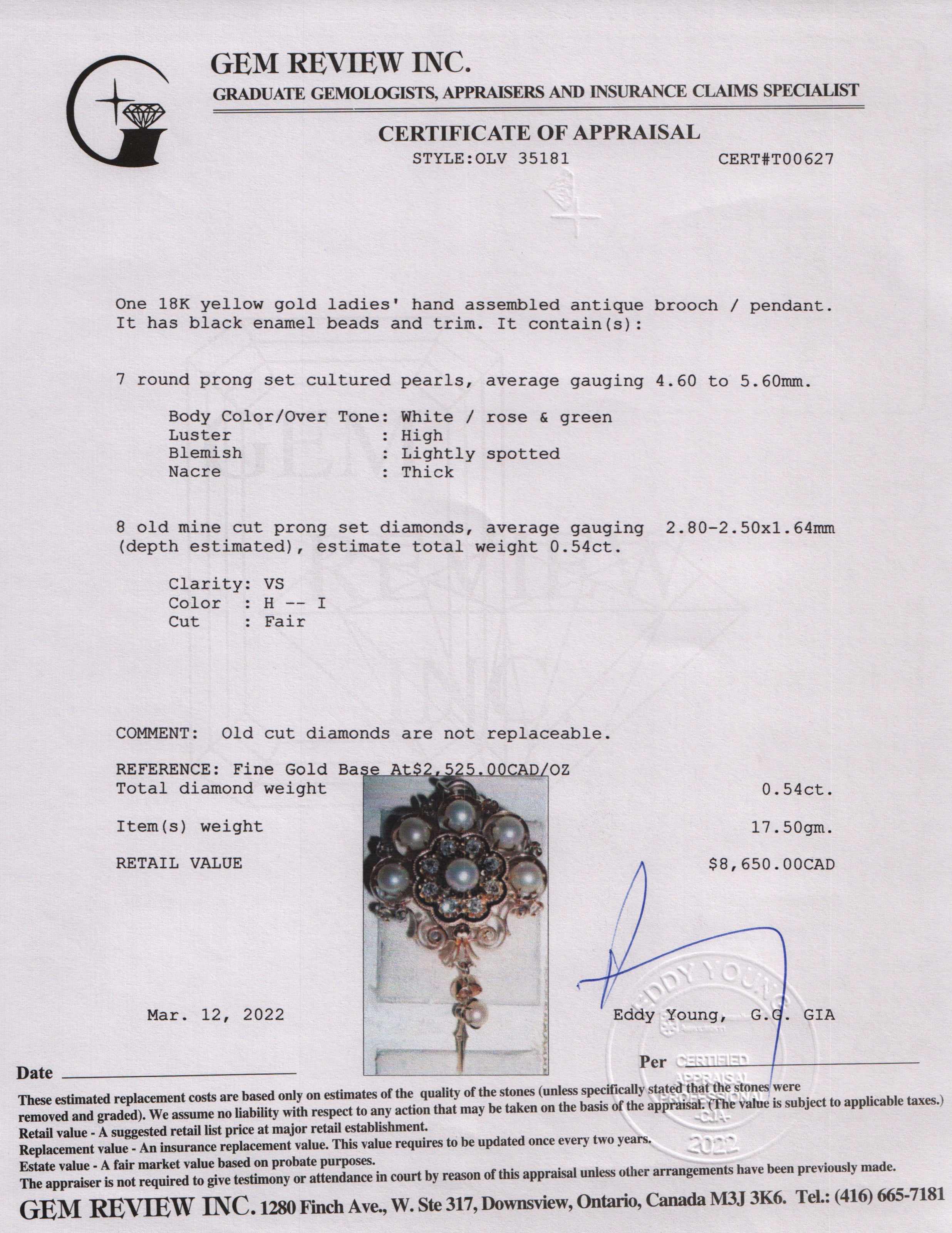 Antique Pearl and Diamond Brooch/Pendant