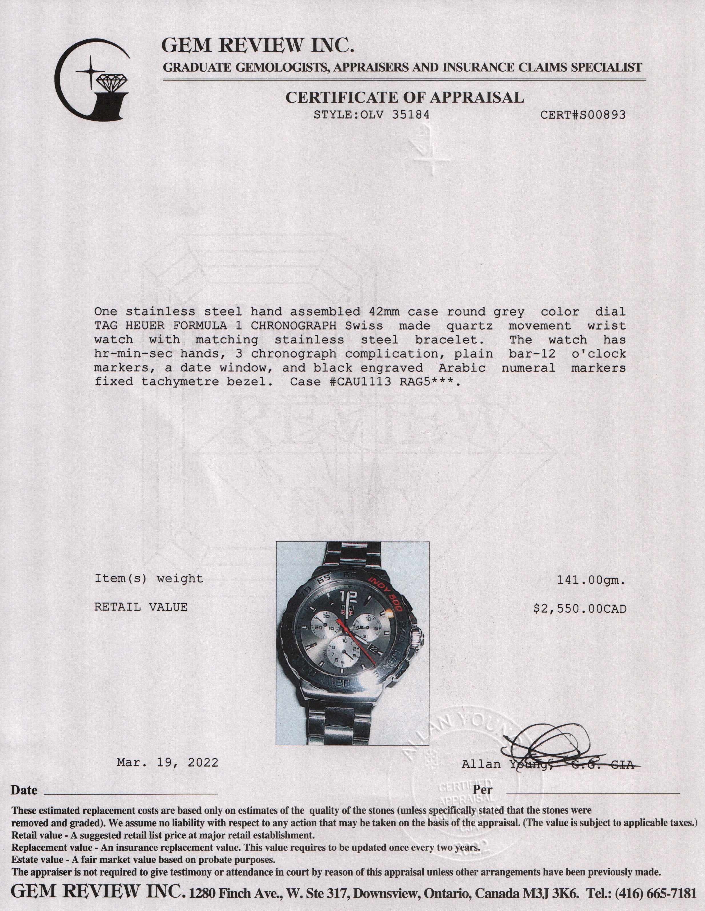 Tag Heuer Formula 1 42 mm Chronograph Watch