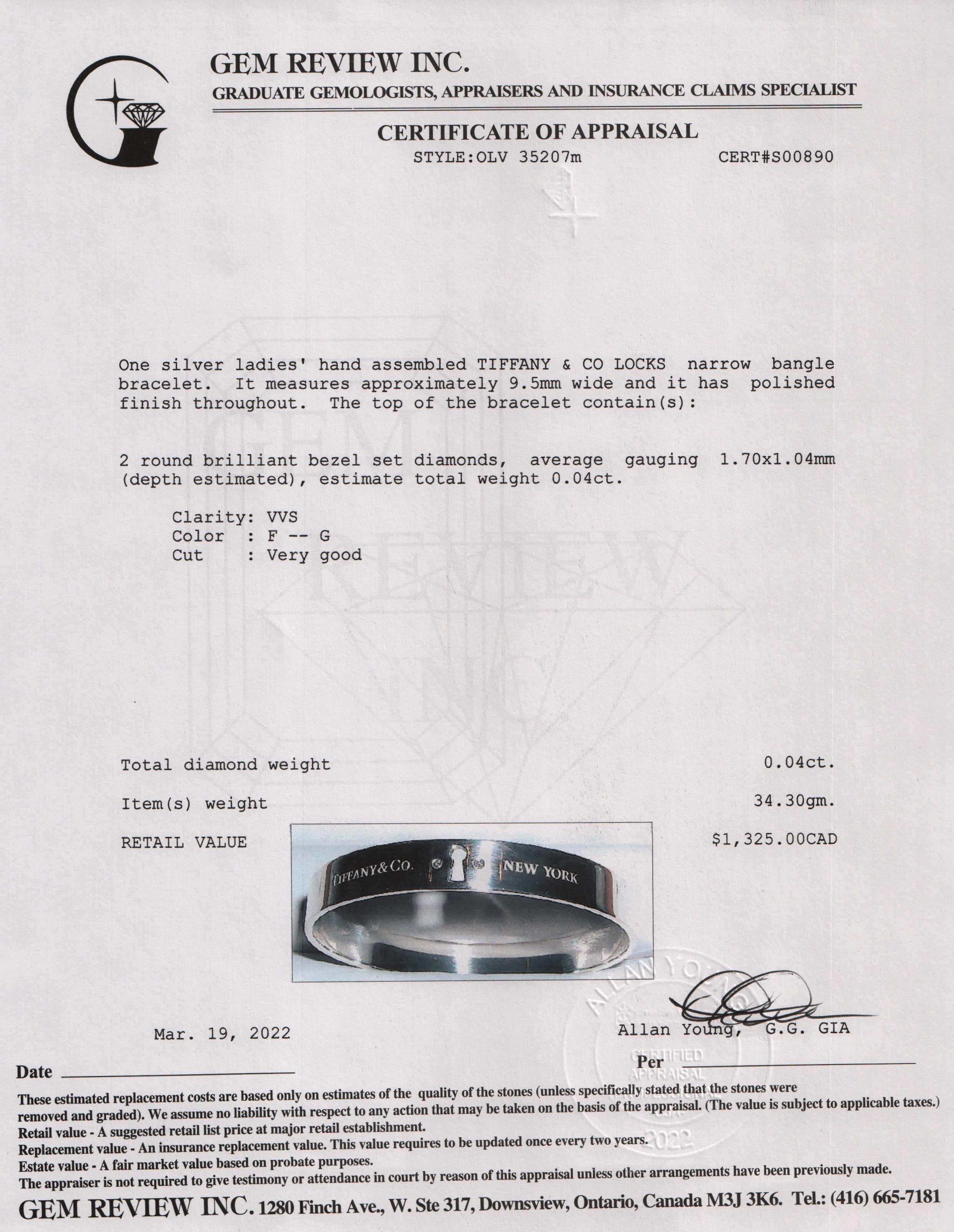 Tiffany & Co. Diamond Locks Bangle Bracelet